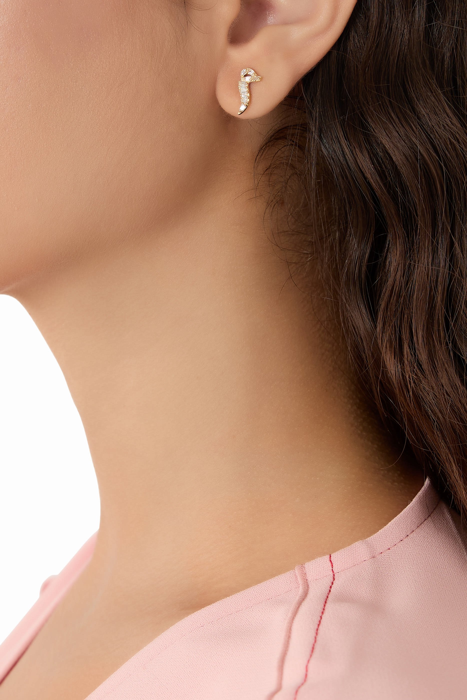 Oula Arabic Letter 'Meem' Diamond Earrings, 18K Yellow Gold & Diamonds