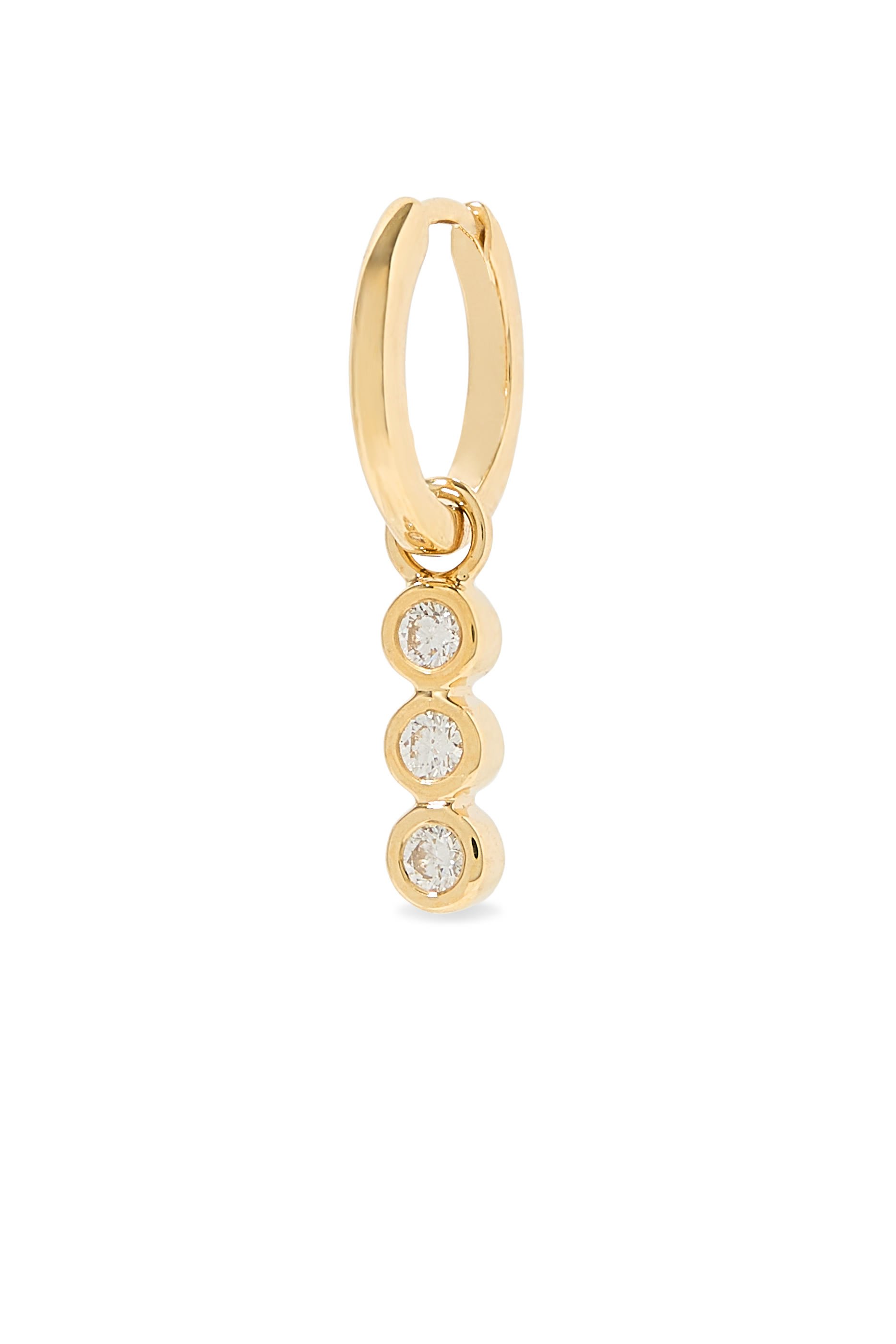 Fine Charm Single Hoop Earring, 14k Recycled Yellow Gold & Diamonds
