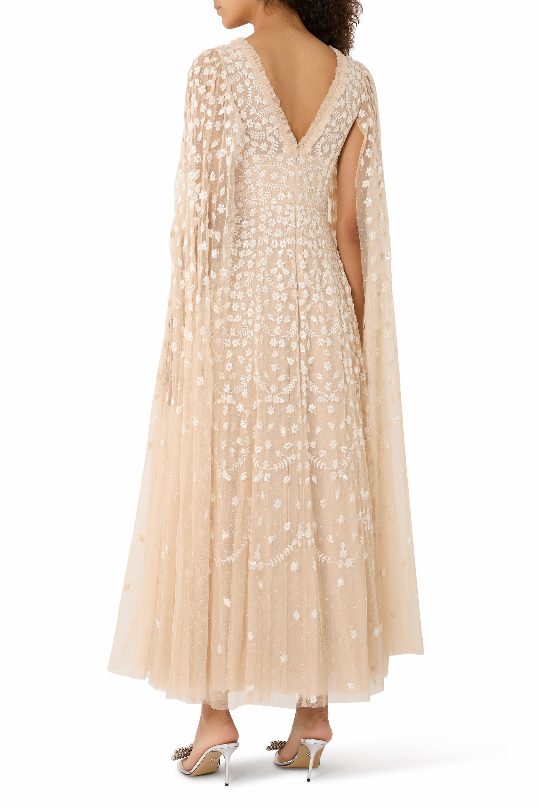 Clover Cape Sleeves Ankle Gown