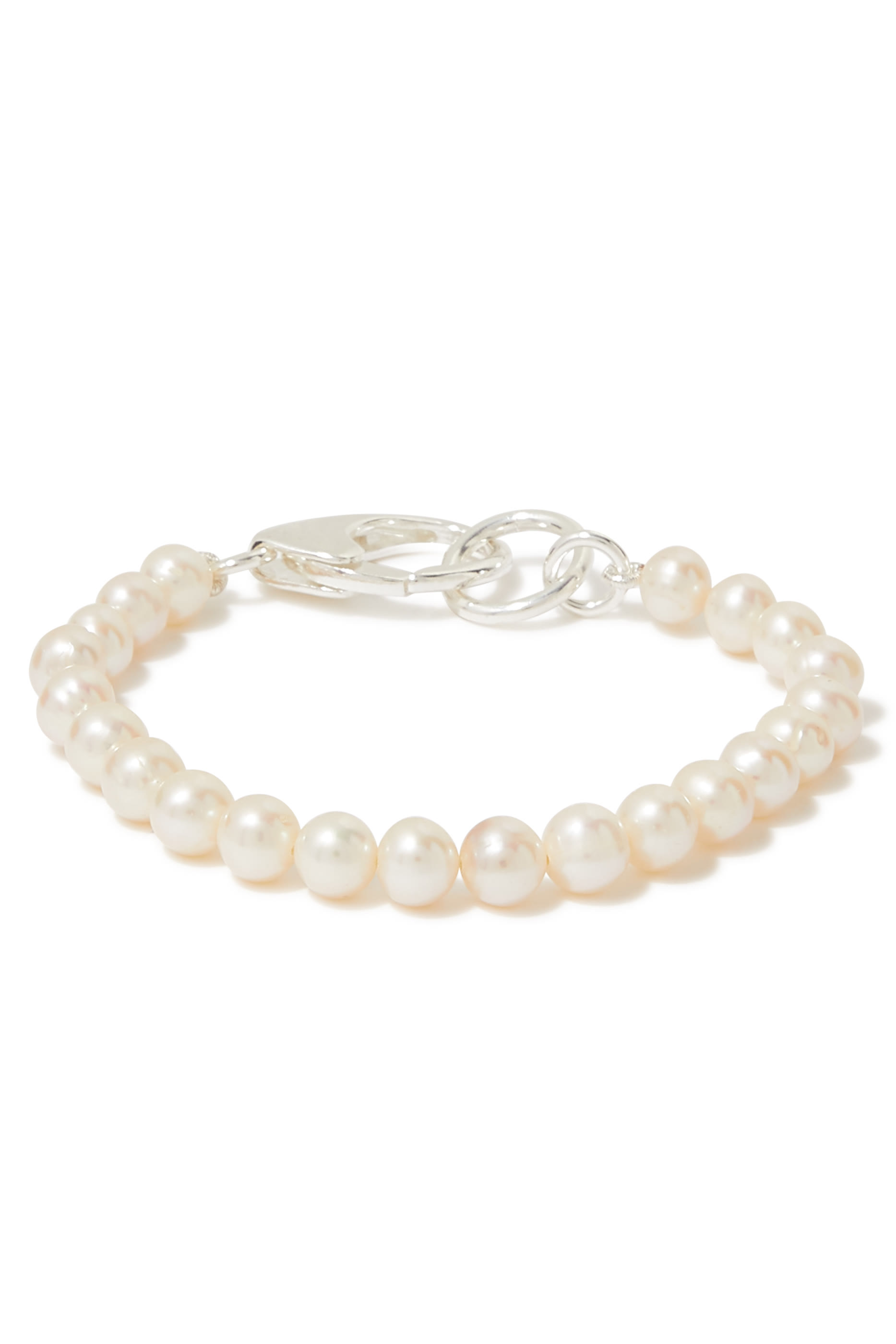 White Pearl Lobster Clasp Bracelet