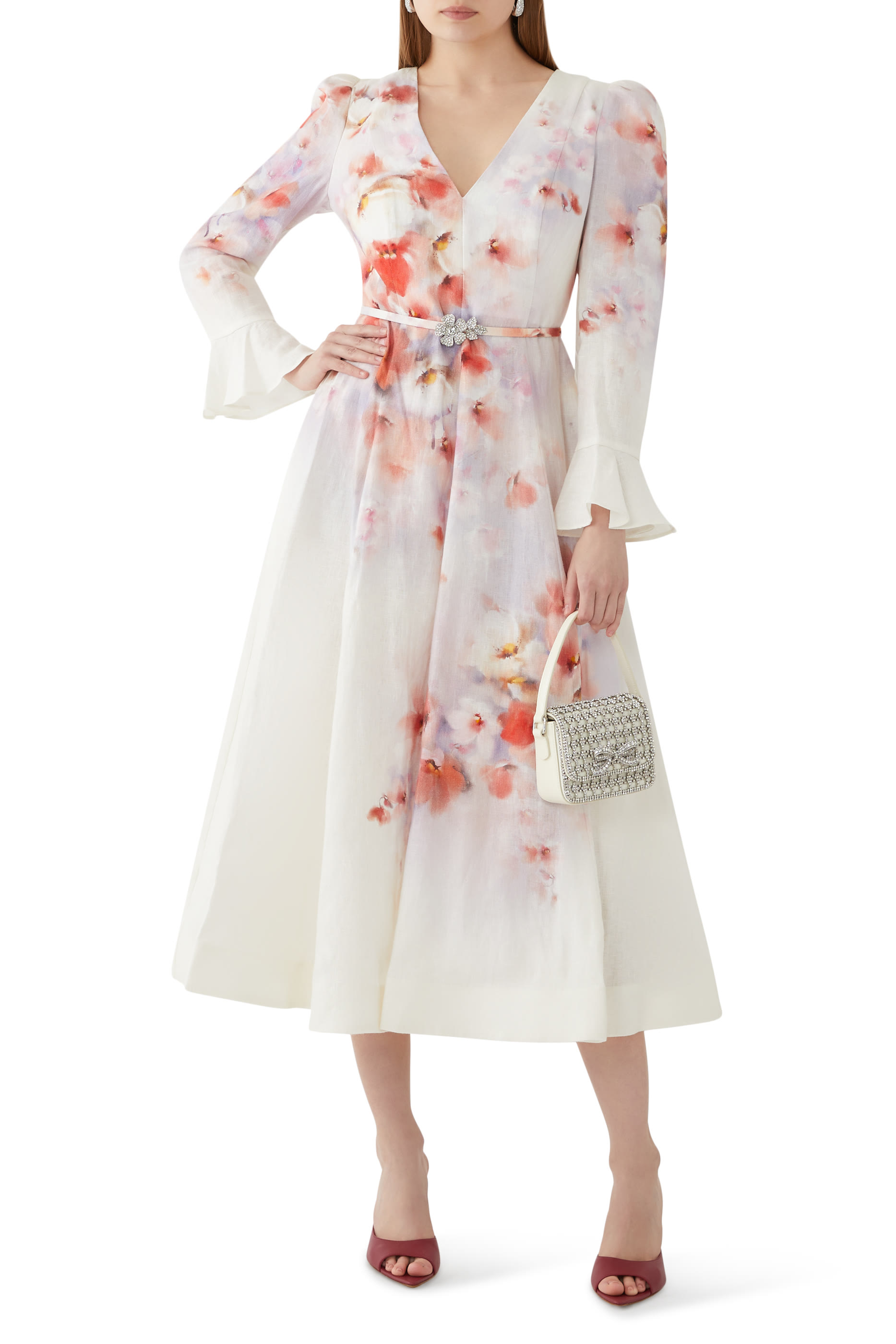 Crush Frill Sleeved Midi Dress