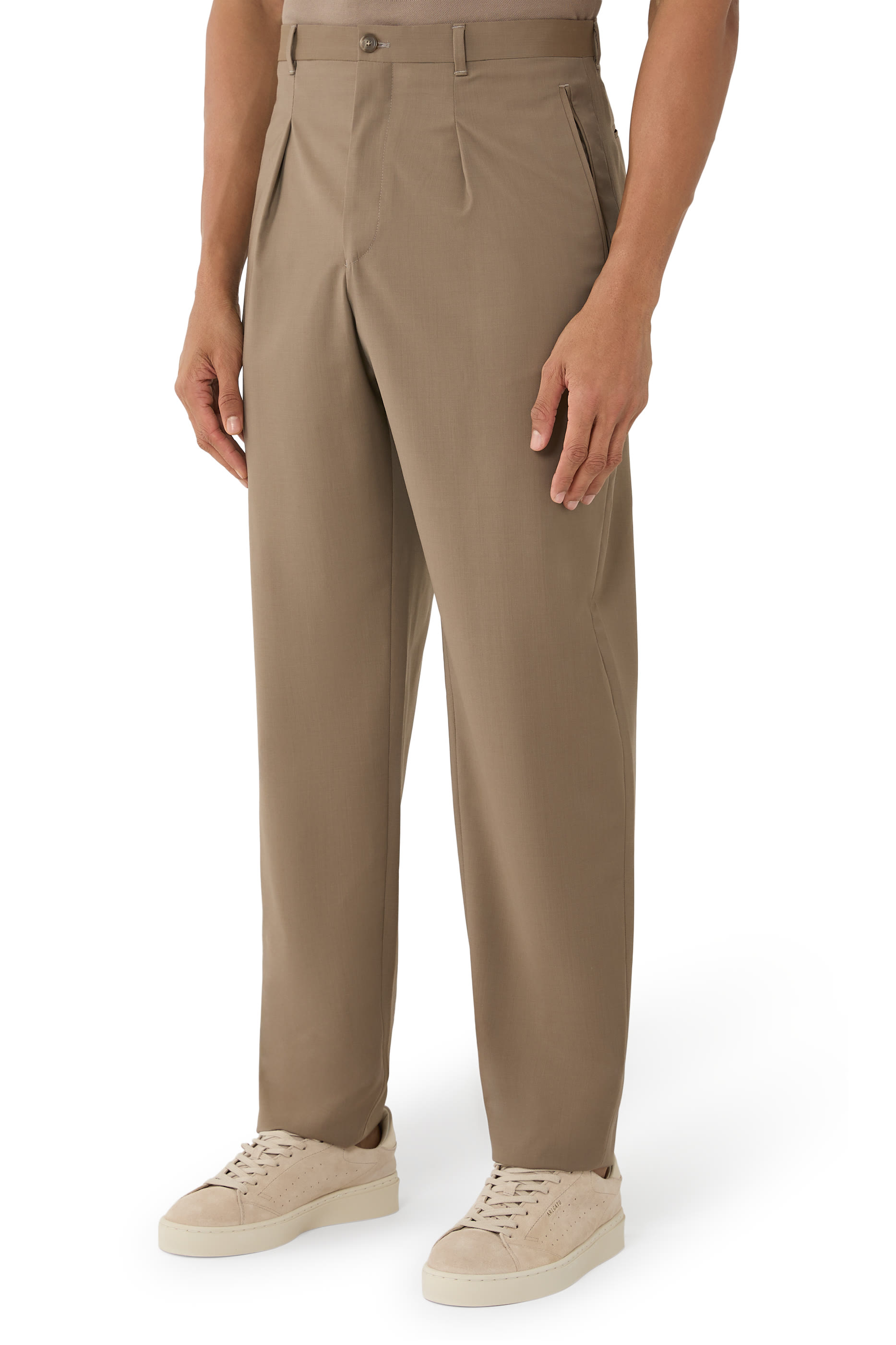 Slim-Fit Cropped Tropical Wool Trousers