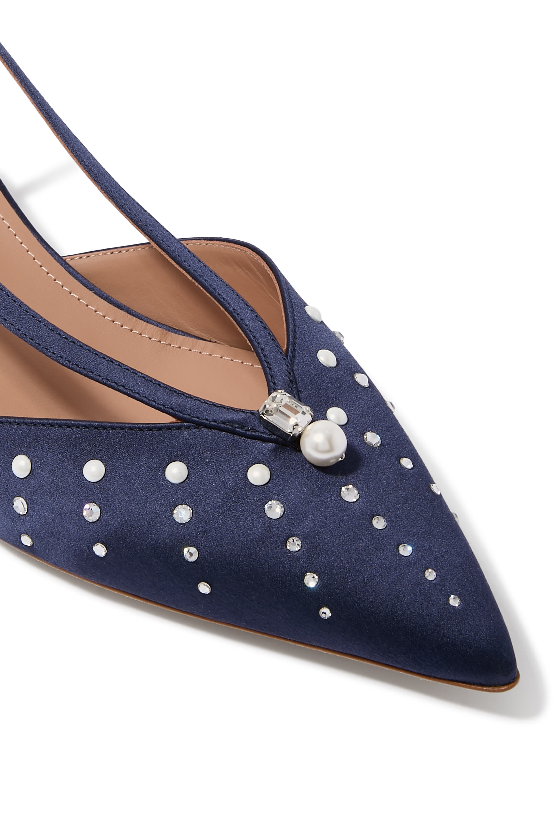 Moore 70 Pearl-Embellished Satin Mules