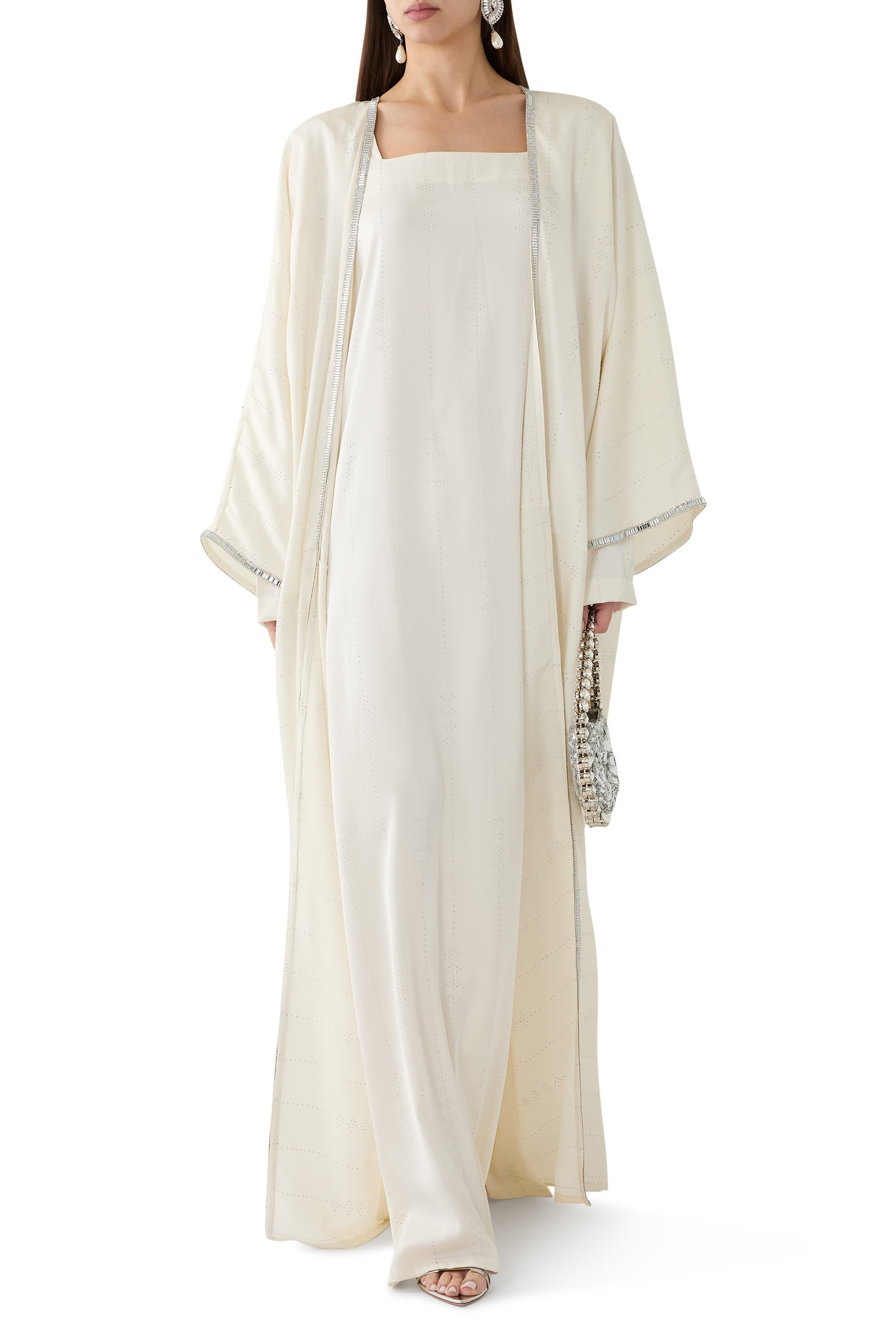 Studded Bisht with Silver Trim