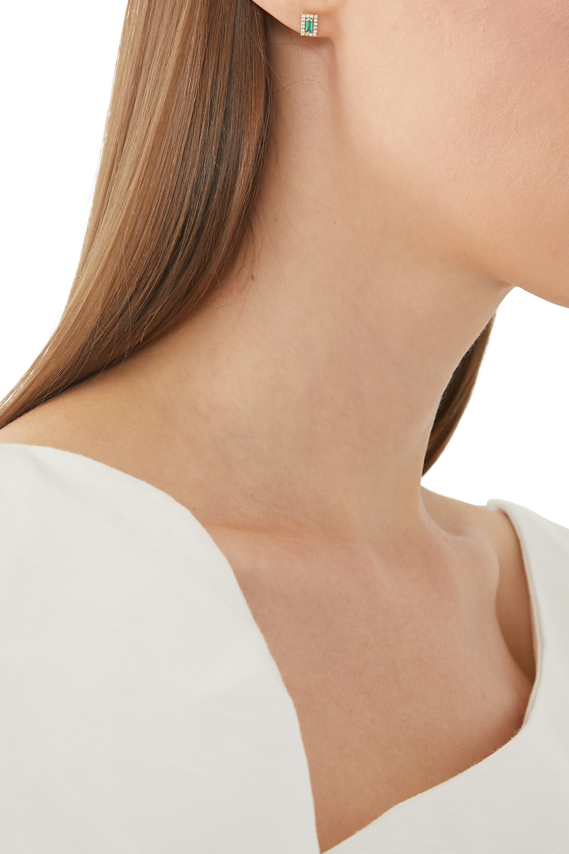 Emerald & Diamond Stud Earrings