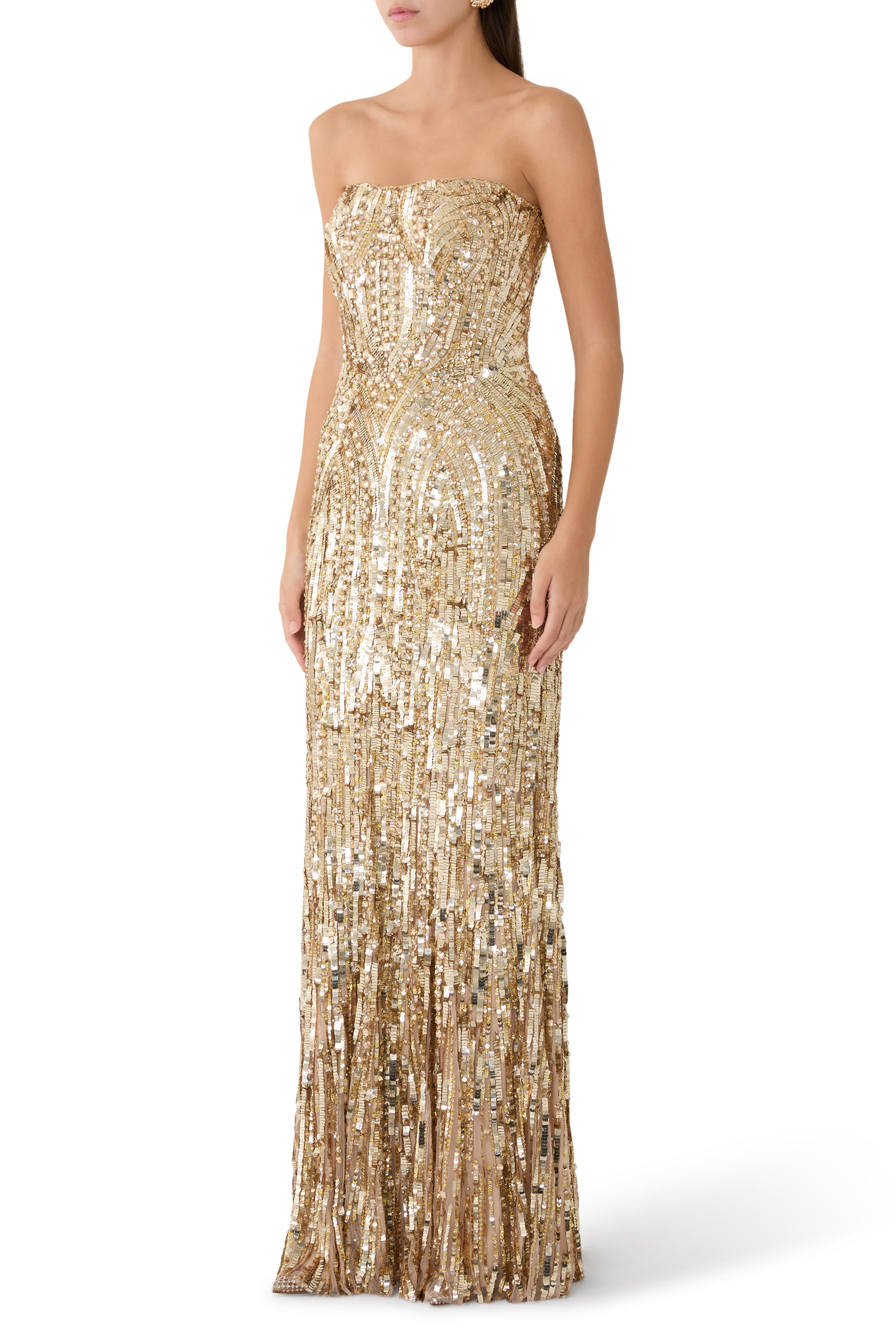 Euphoria Strapless Embellished Tulle Gown