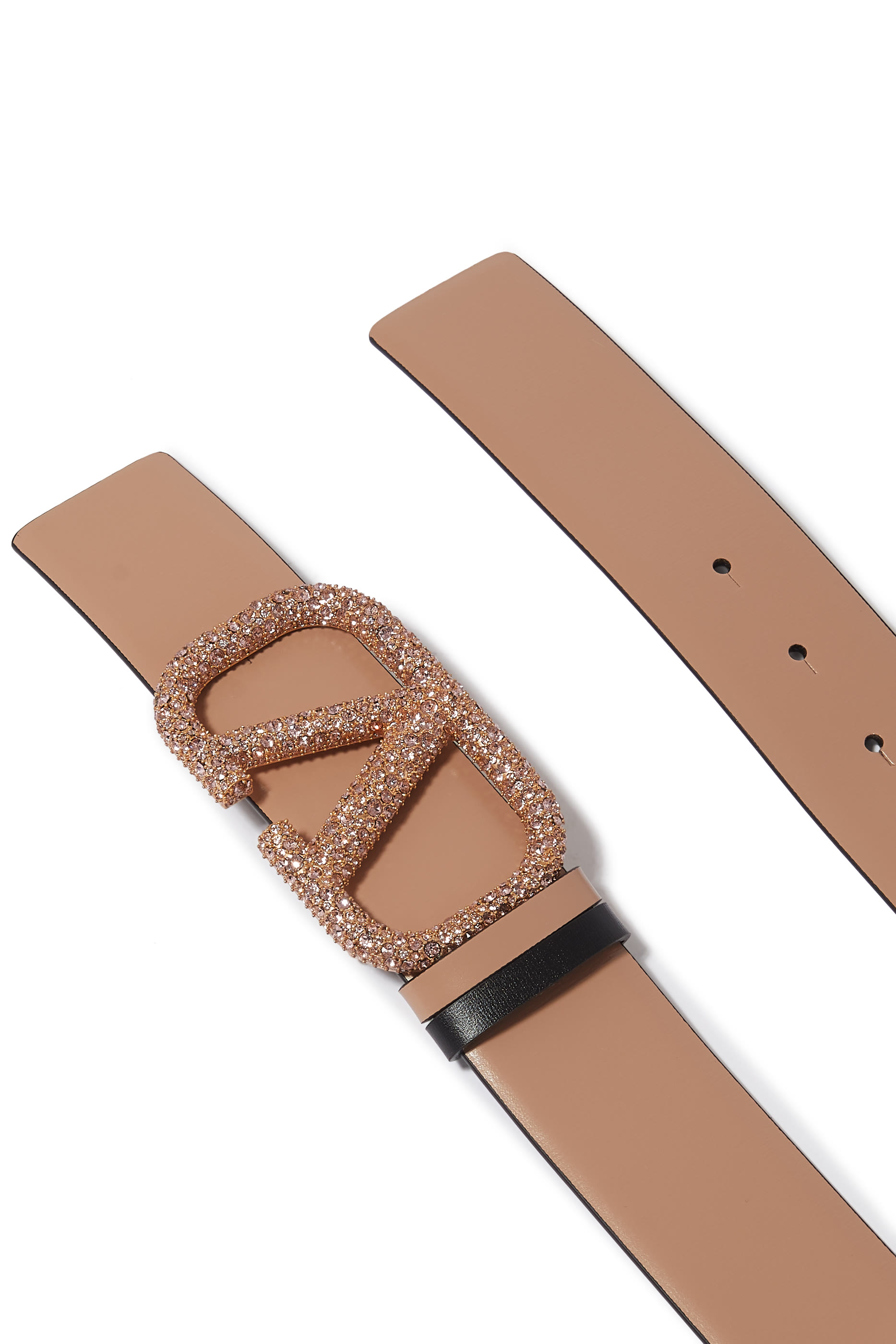 VLogo Crystal Buckle Belt