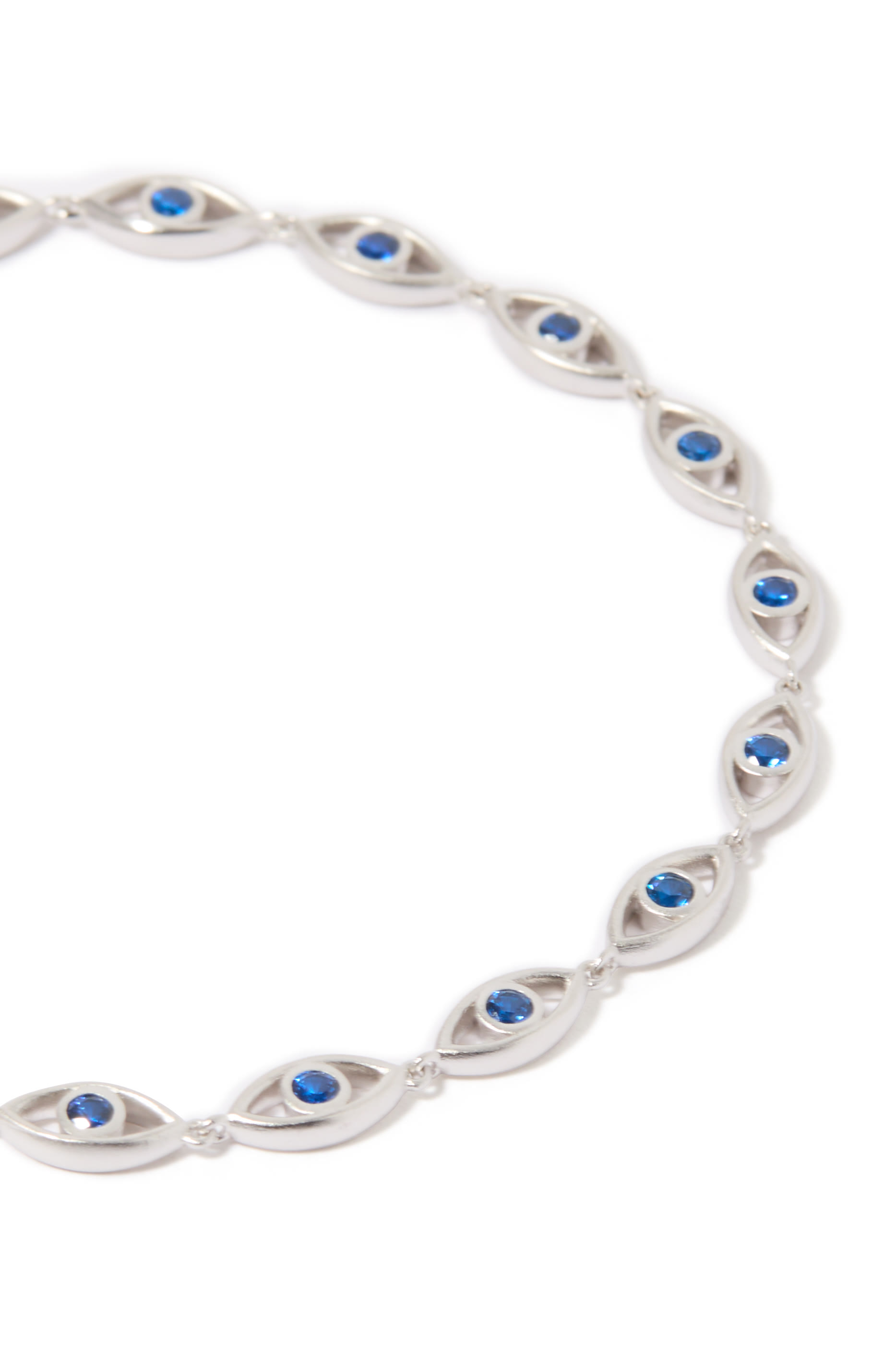 Evil Eye Bracelet, Sterling Silver with Rhodium Plating & Spinels