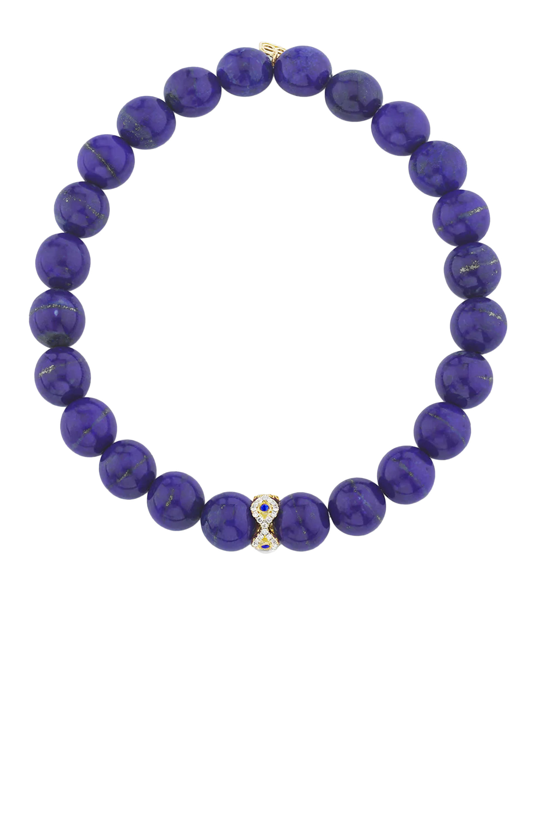 Evil Eye Eternity Beaded Bracelet, 14k Yellow Gold with Diamonds, Sapphires & Lapis Lazuli