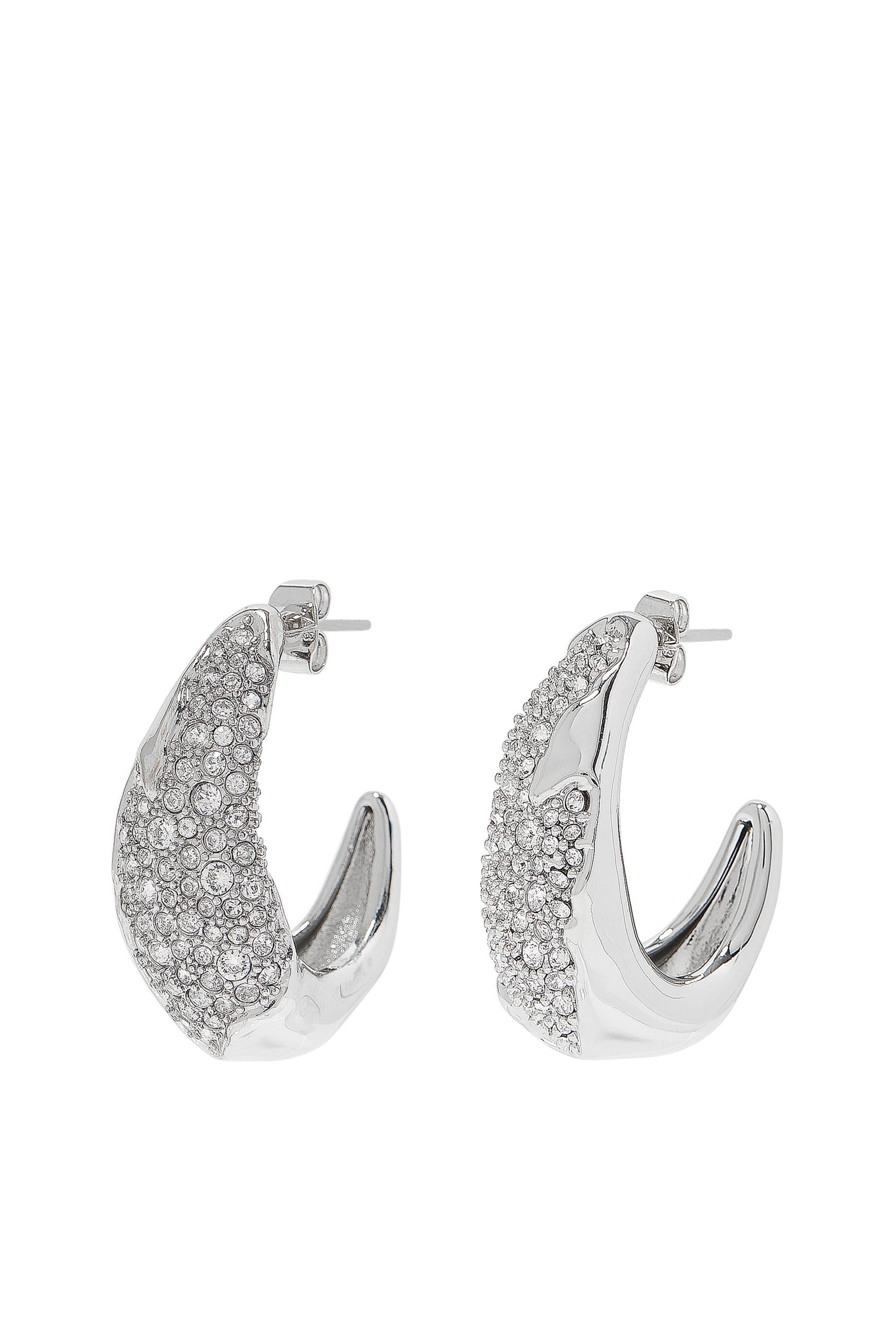 Solanales Silver Crystal Hoop Earrings