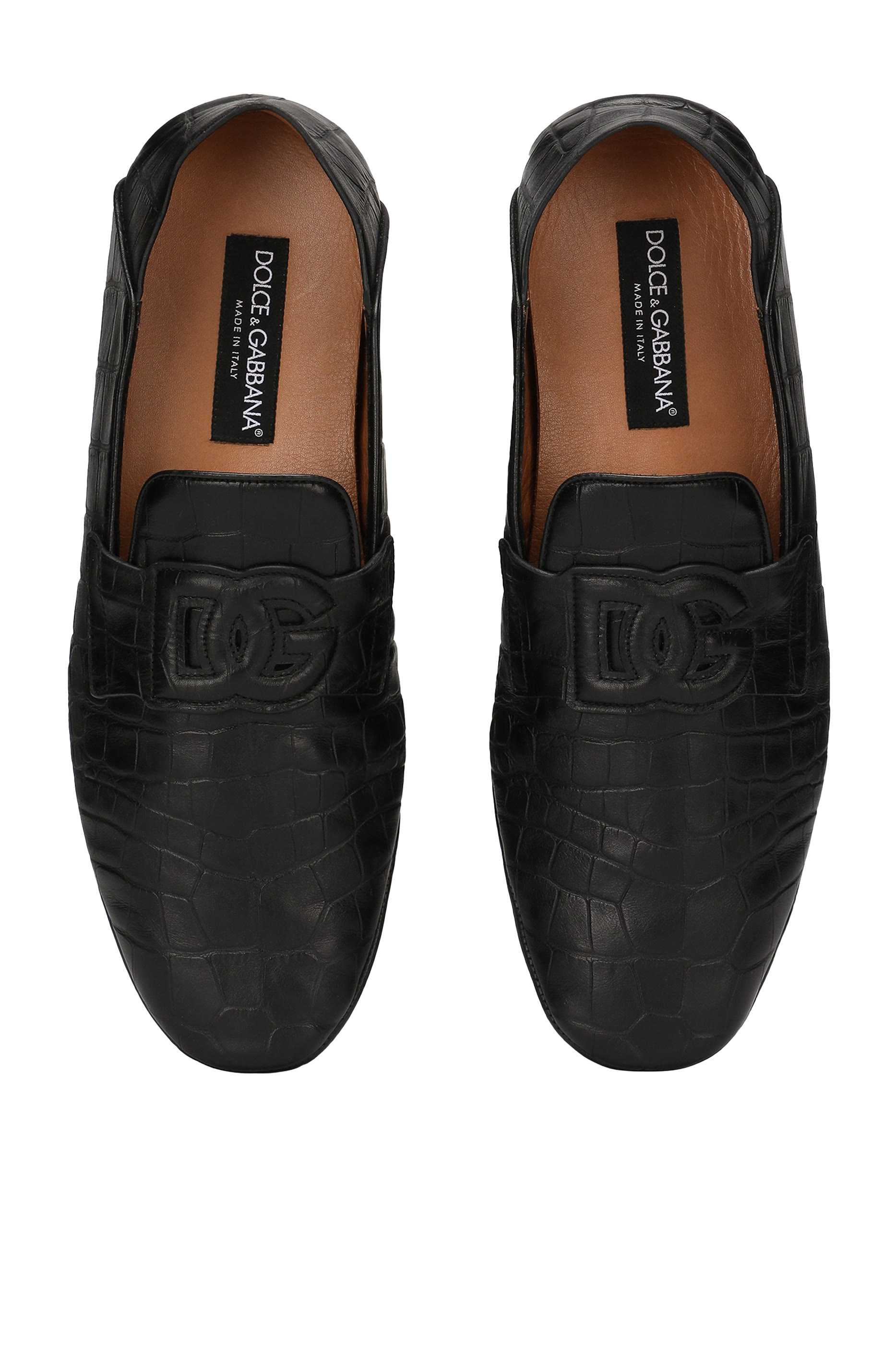 Crocodile-Print Calfskin Driver Shoes