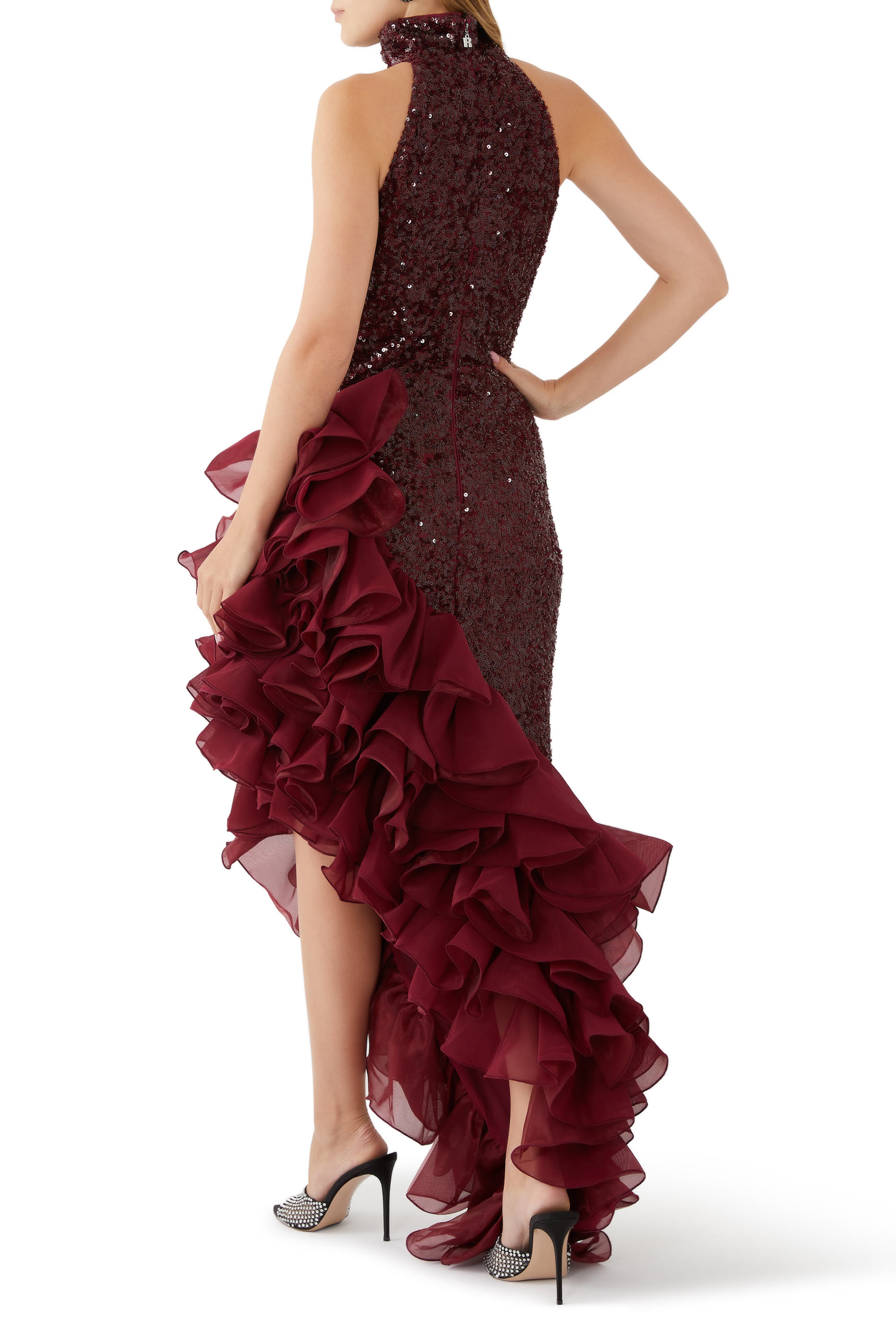 Sequins Midi Ruffle Dress