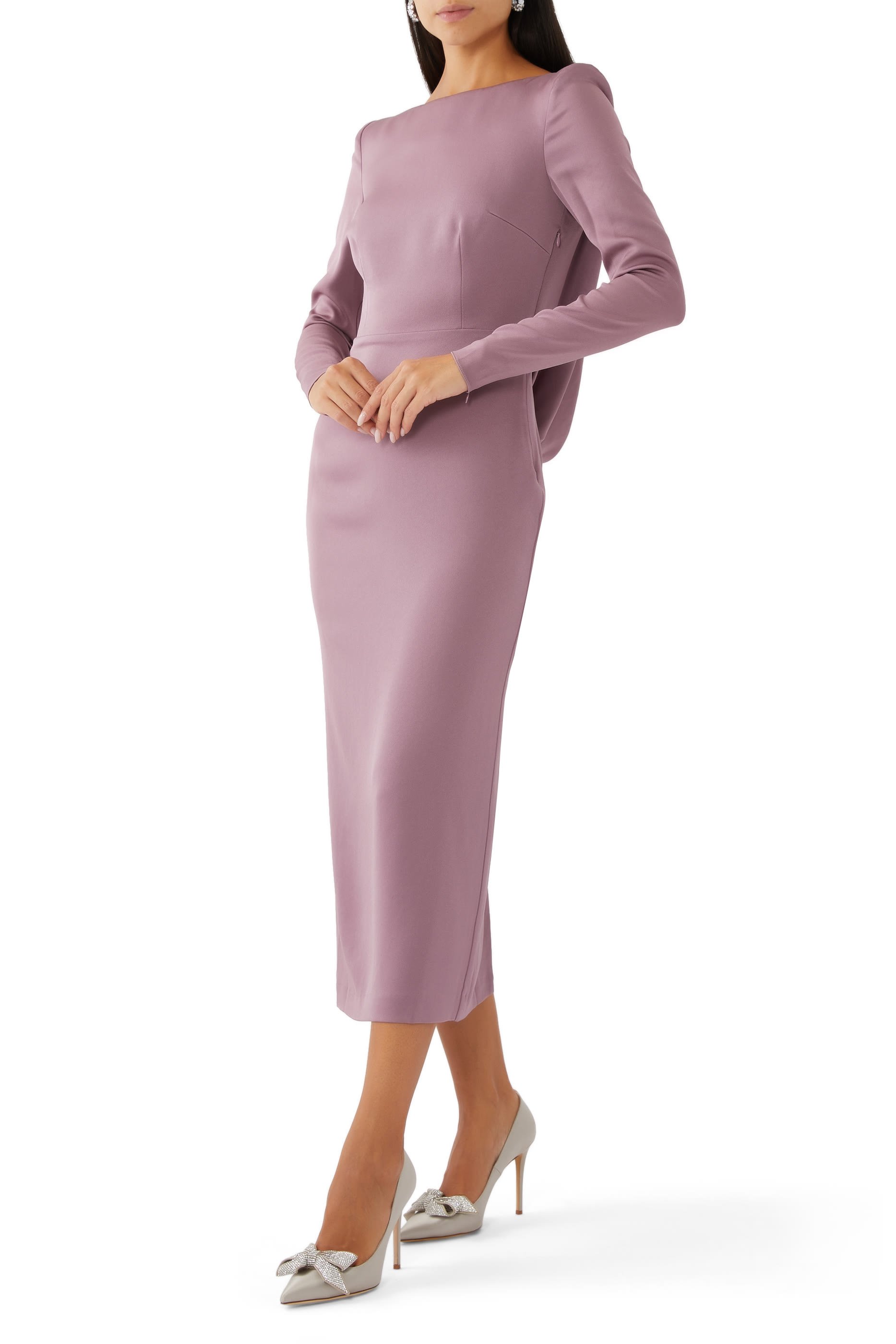 Long Sleeve Drape Back Dress