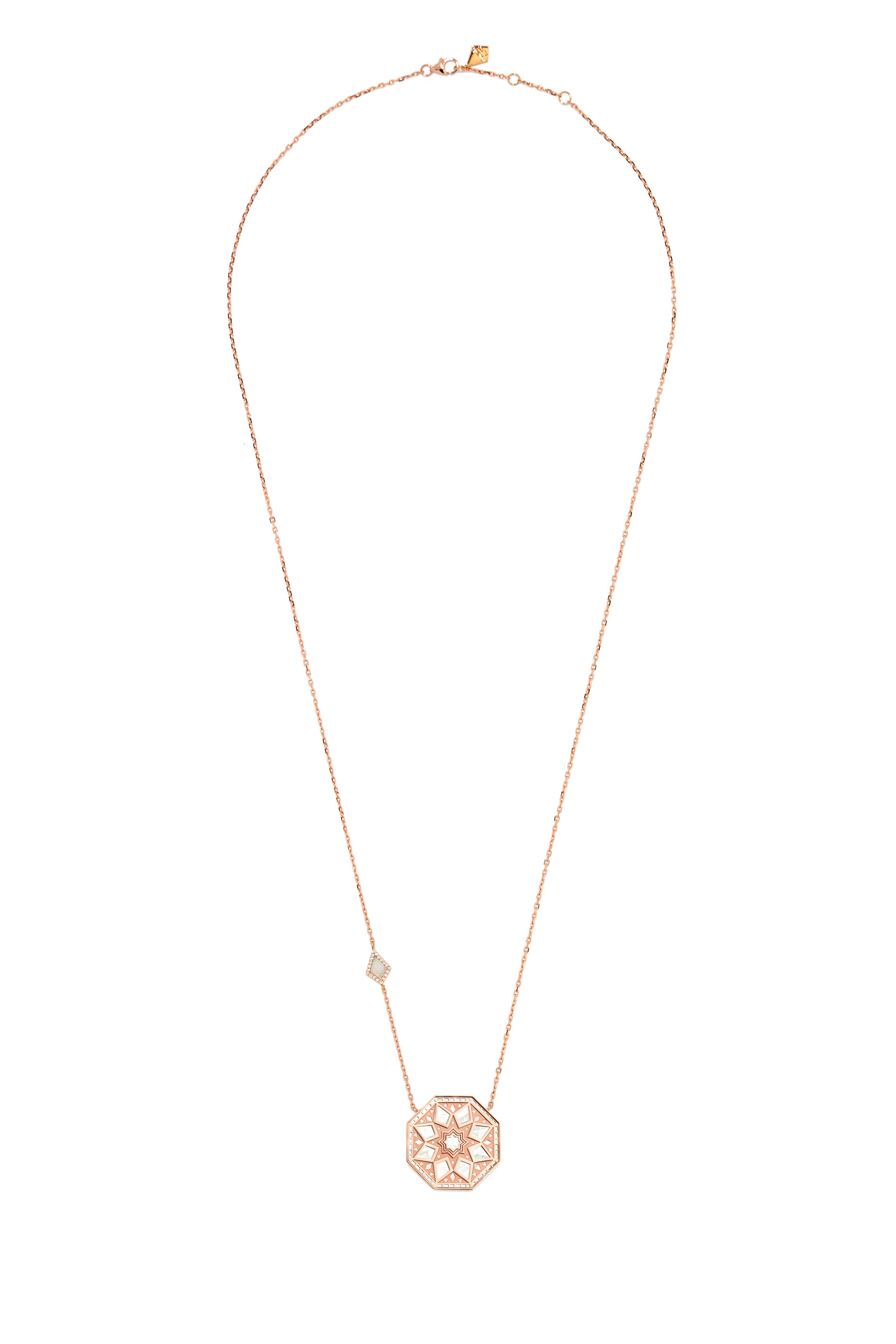 Classic Turath Necklace, 18k Rose Gold with Mother of Pearl & Diamonds