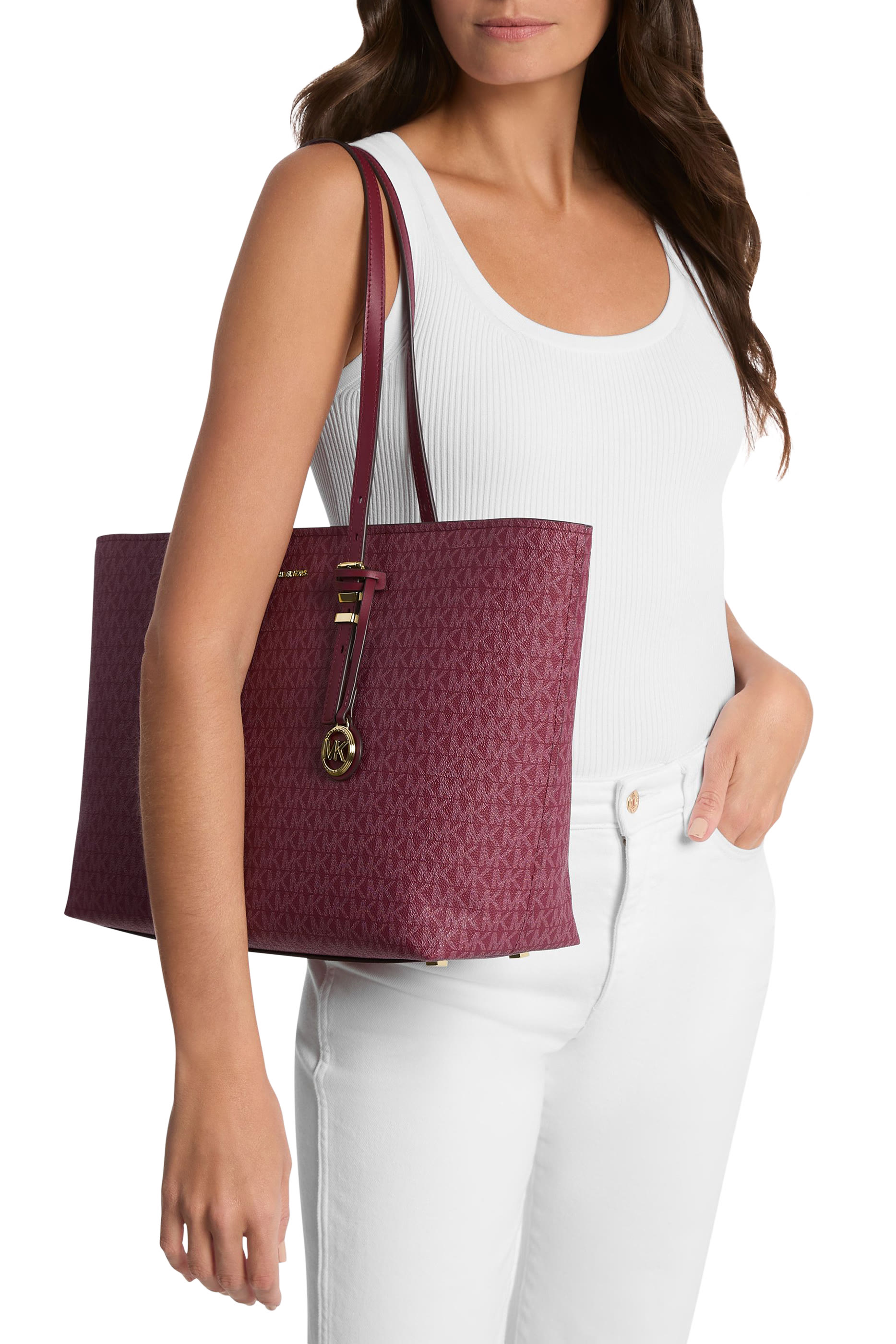 Quinn Large Signature Logo Leather Tote Bag