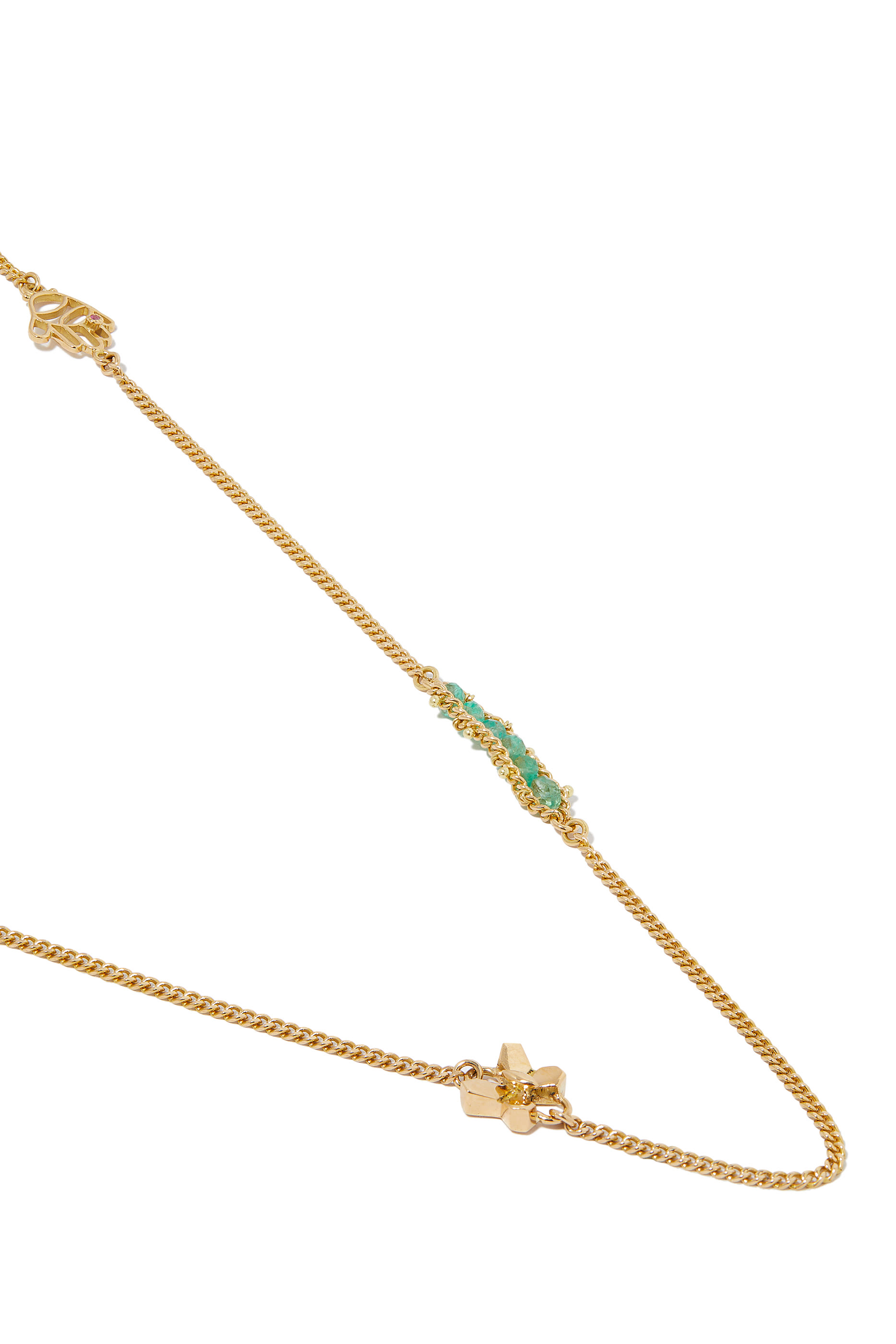 Multi-Way Necklace, 18k Yellow Gold with Turquoise, Ruby, Sapphire and Diamonds