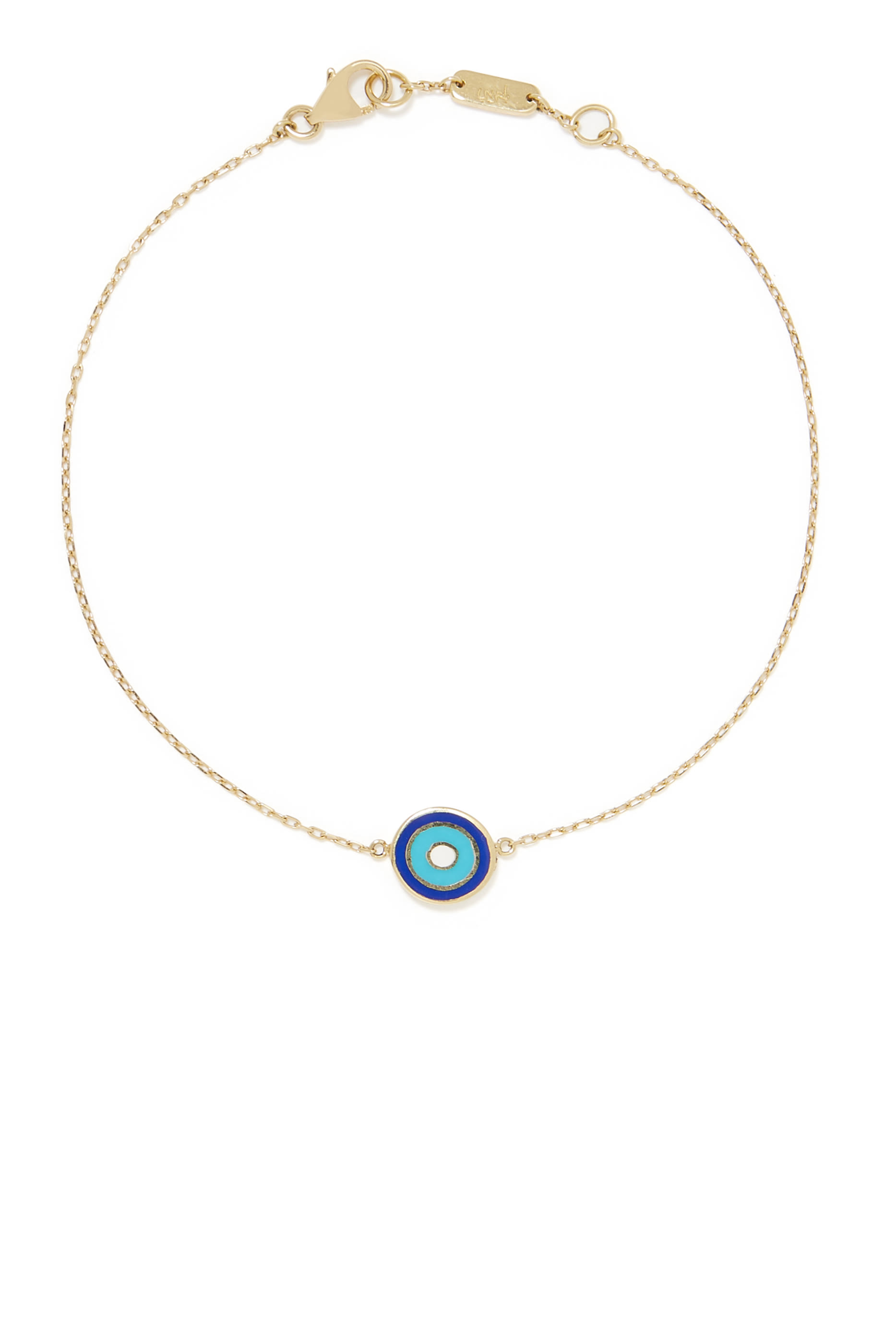 Mina Eye and Letter Bracelet, 18k Yellow Gold