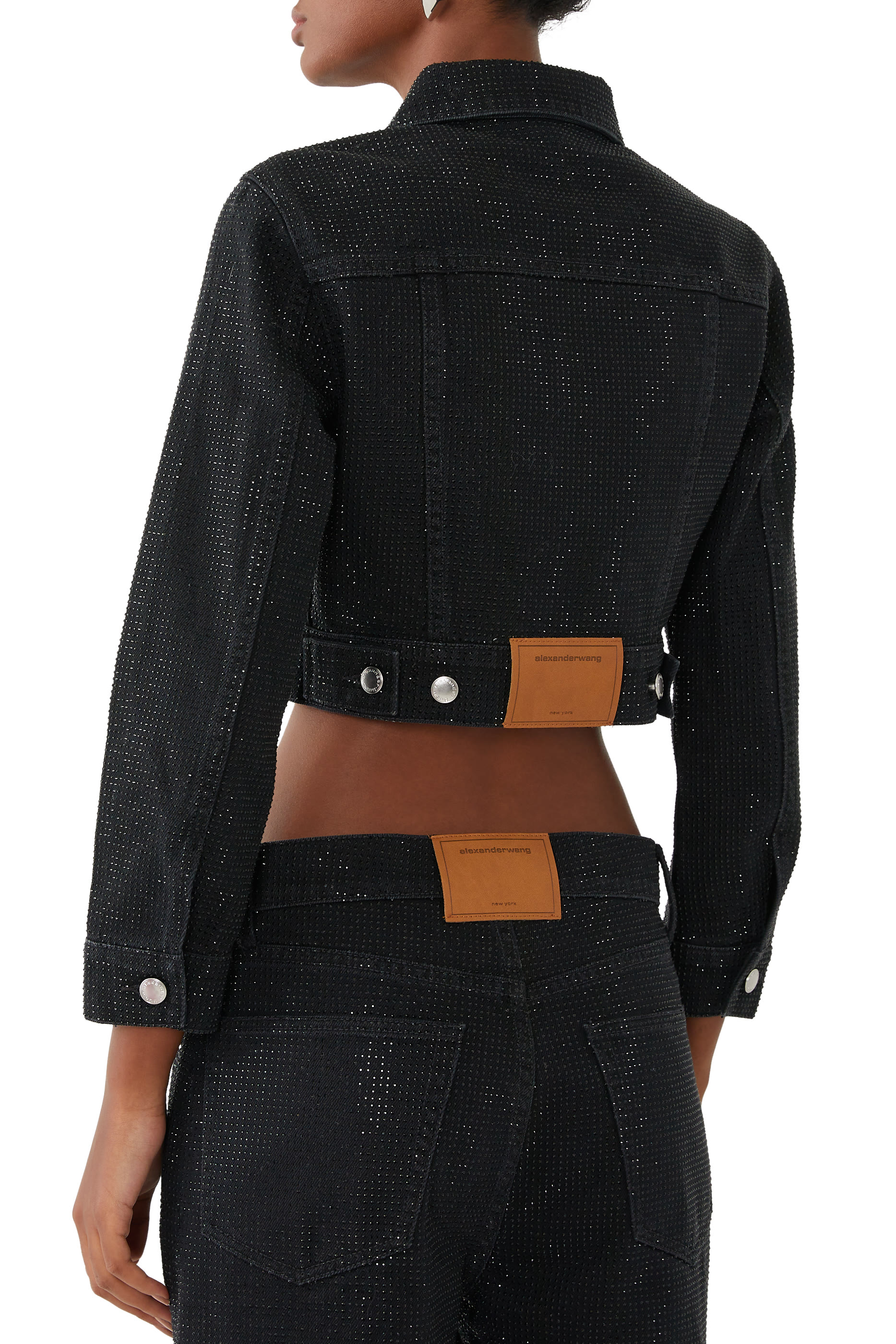 Shrunken Trucker Jacket in Crystal Hotfix Denim