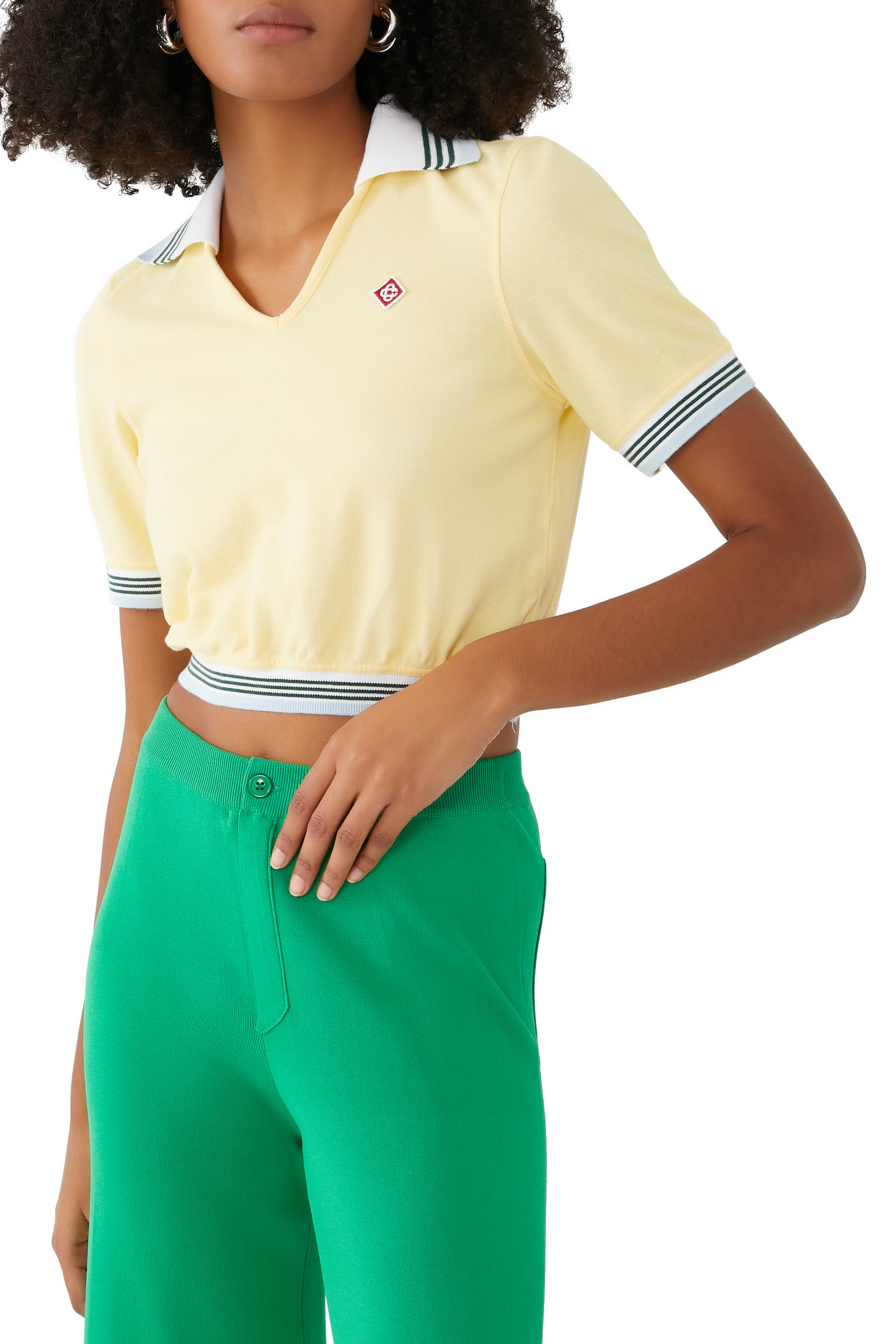 Cropped Pique Polo Shirt