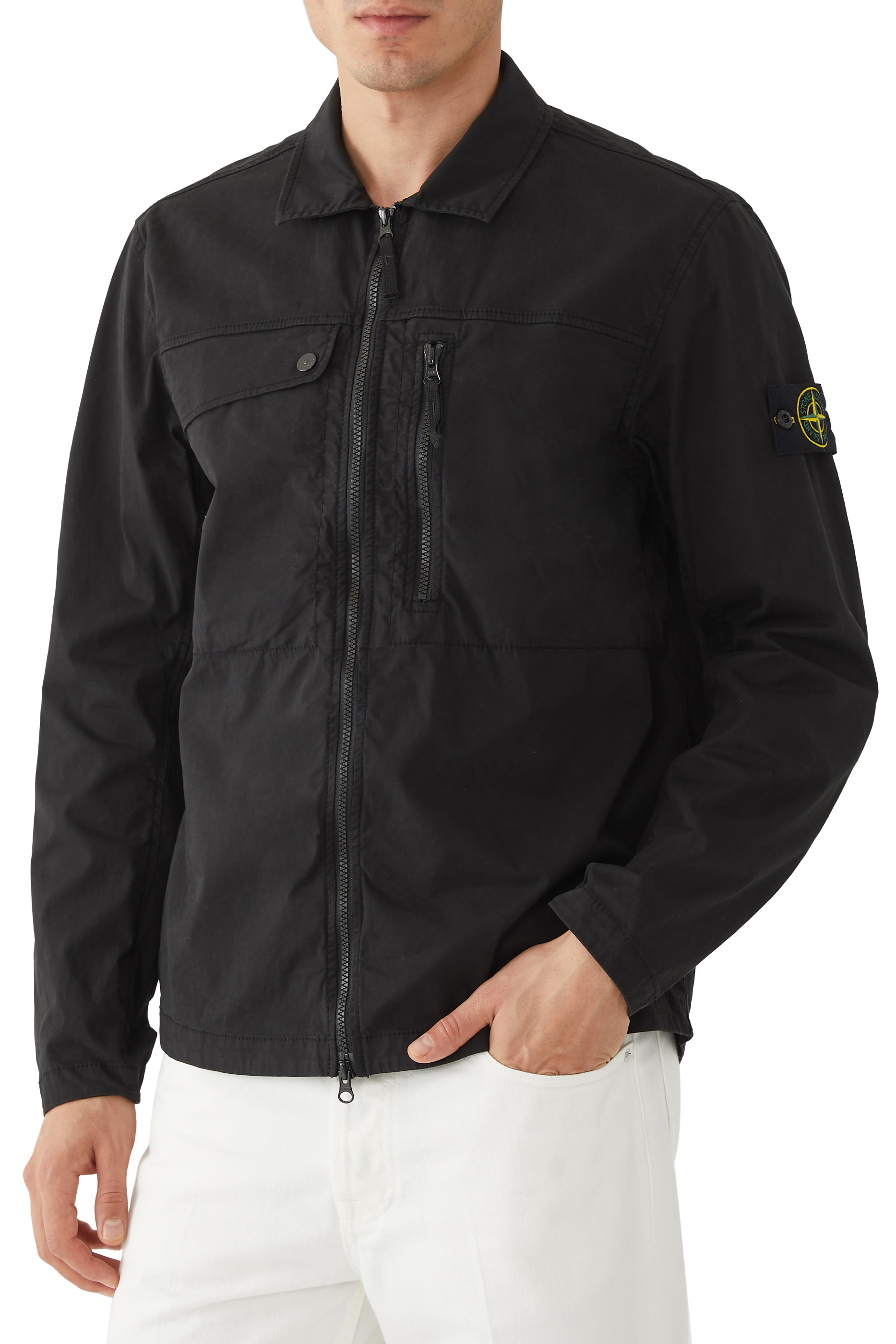 Stretch Cotton Shirt Jacket