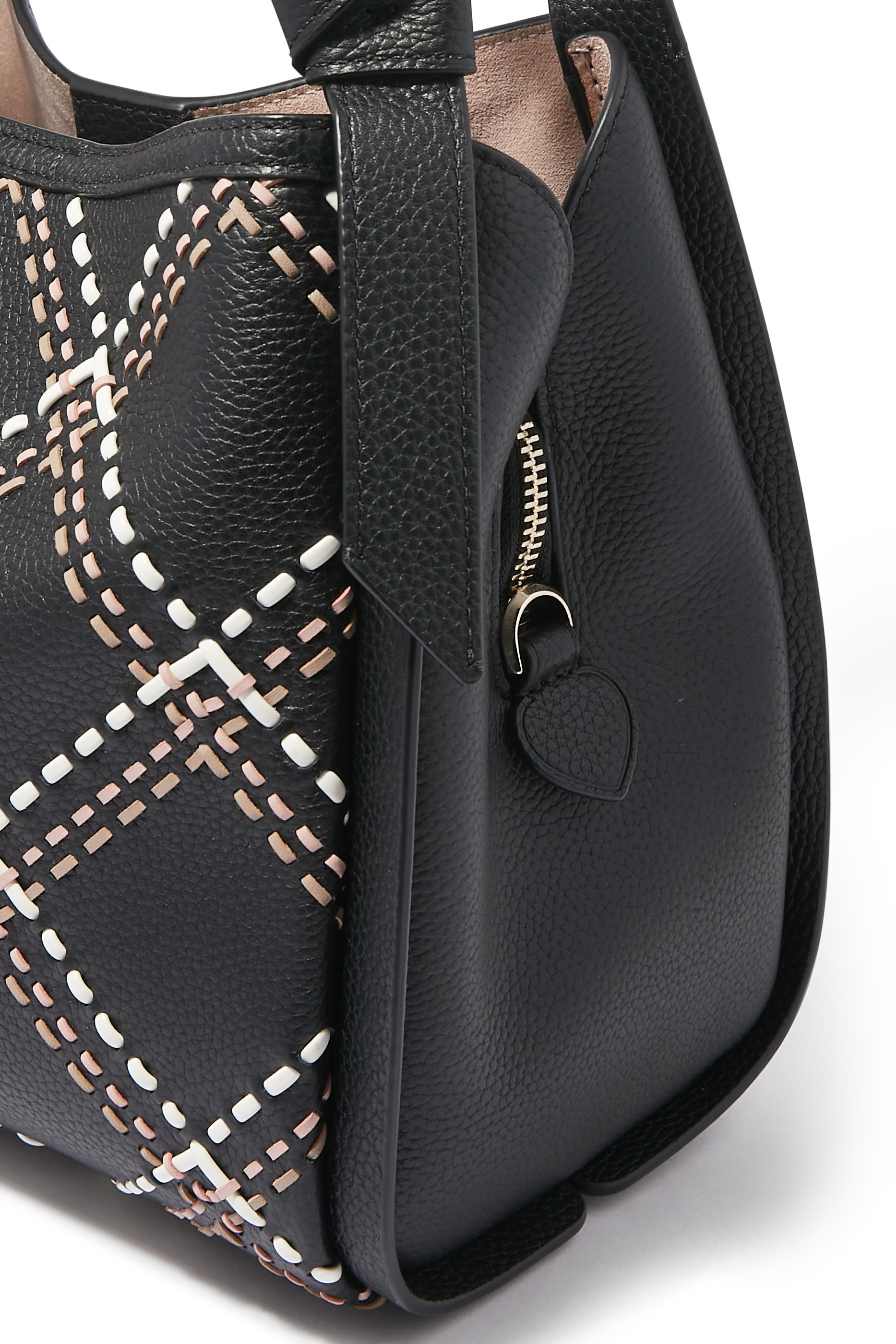 Knott Plaid Stitch Medium Crossbody Tote Bag