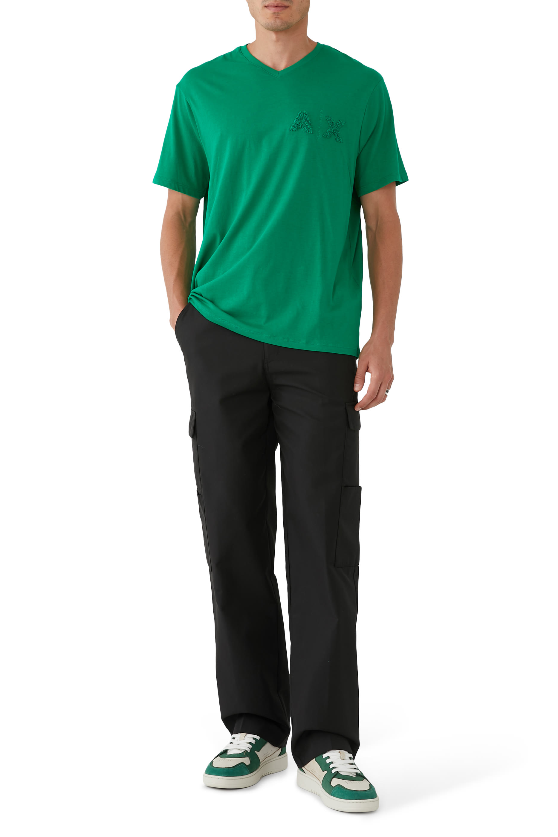 AX Logo V Neck Regular T-Shirt