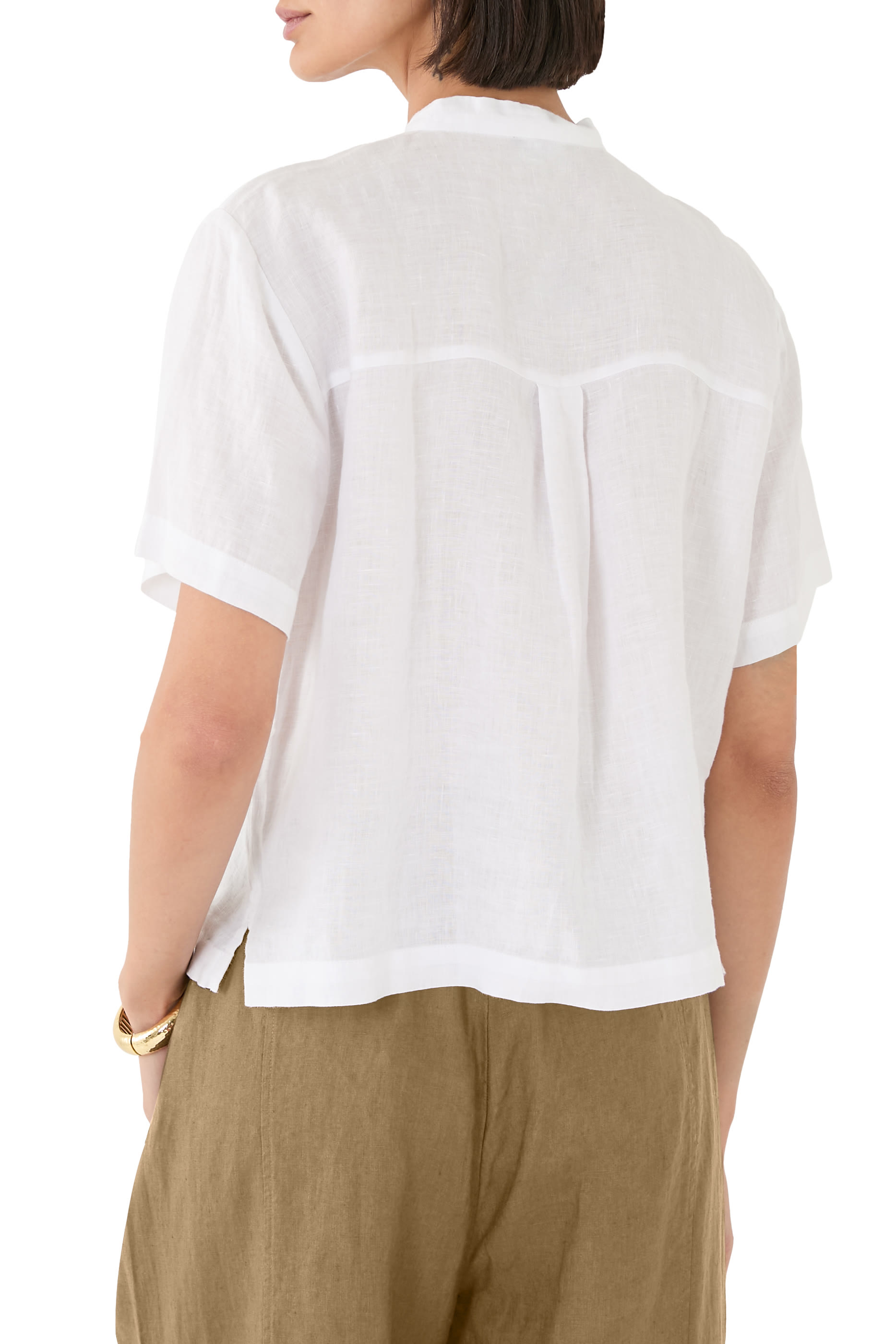 Organic Handkerchief Linen Mandarin Collar Shirt