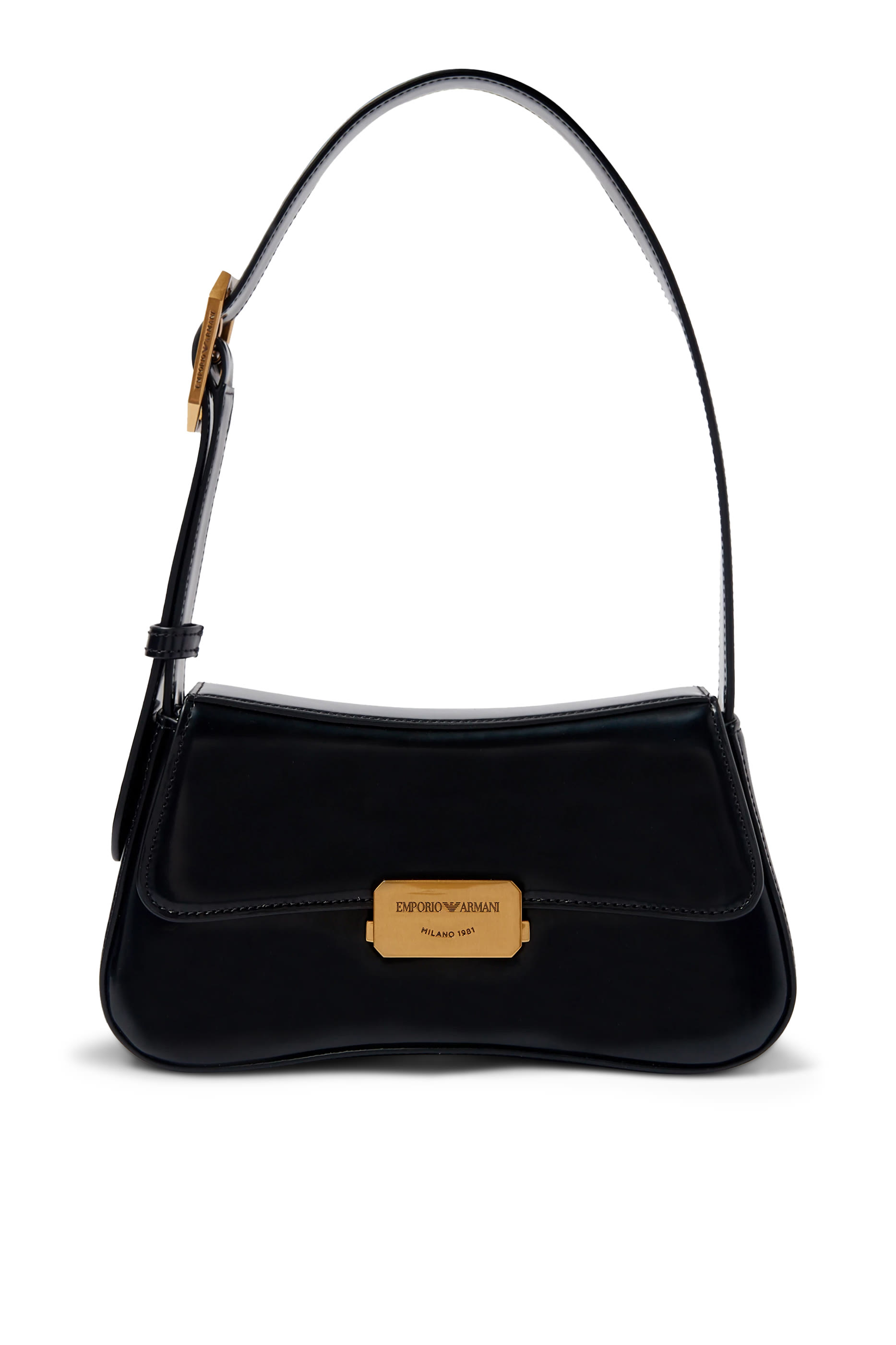 Brushed-Finish Baguette Shoulder Bag