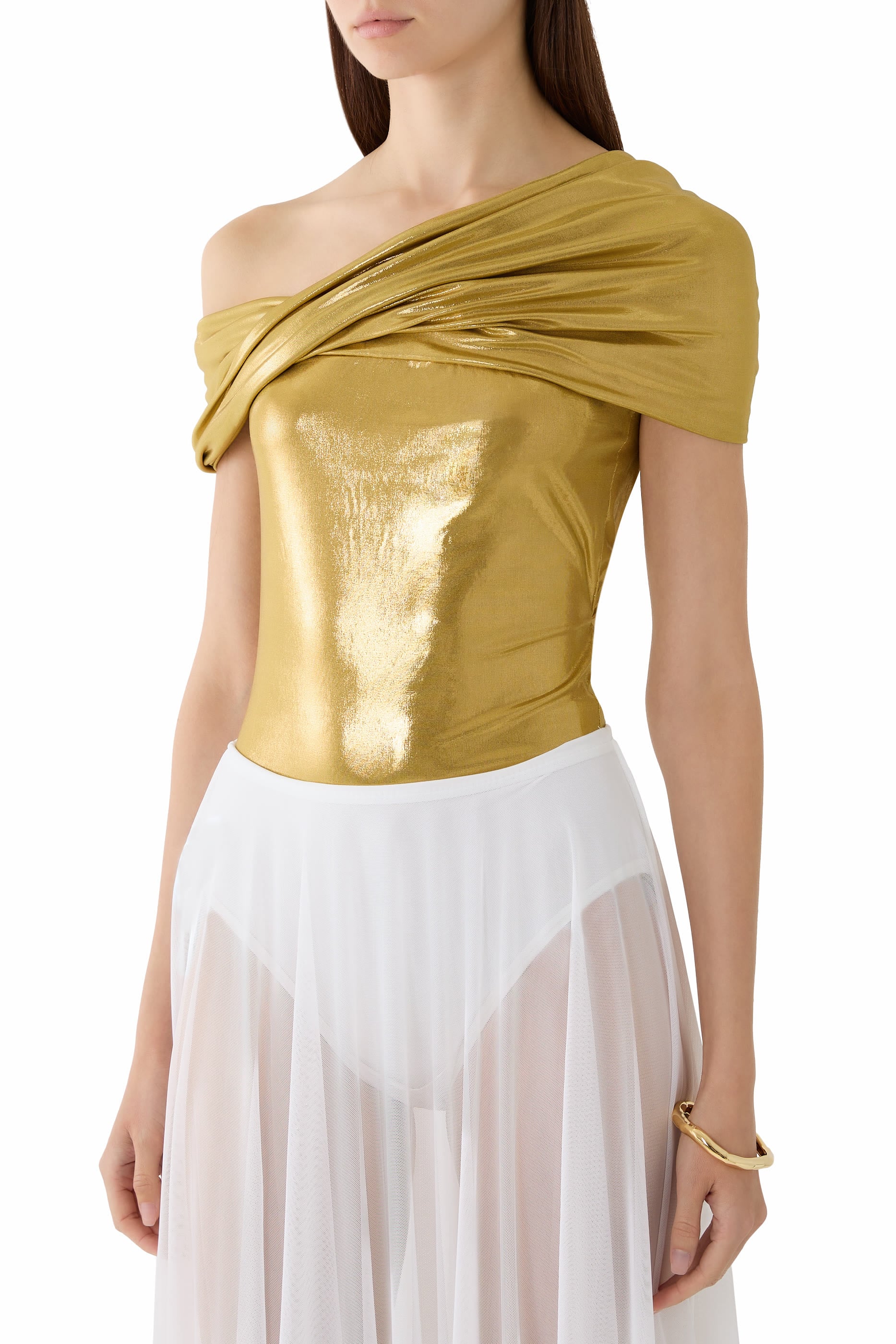  Sleeveless Cowl Neck Bodysuit