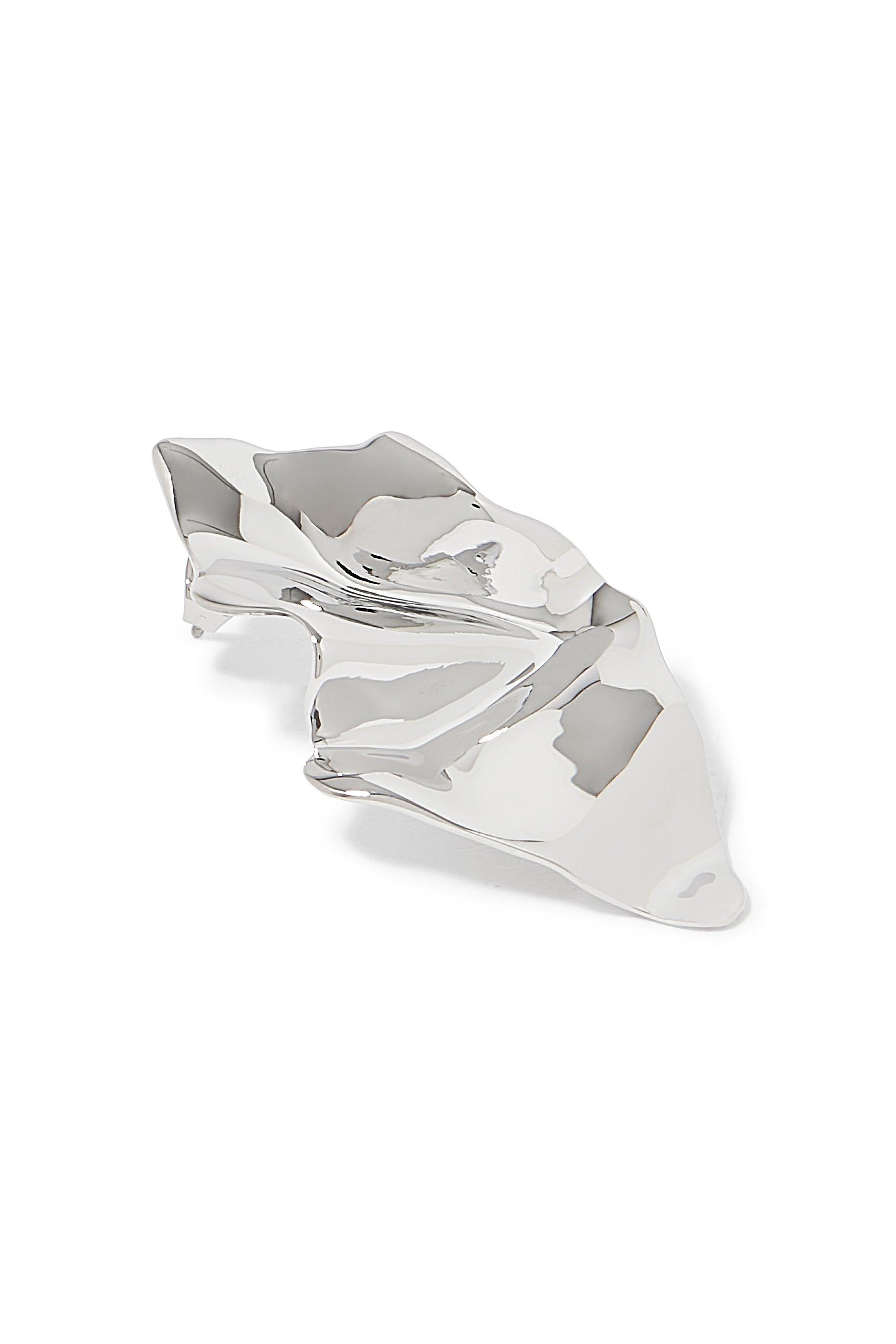 Crumpled Small Post Earrings, Rhodium Tone-Plated Brass, Surgical Steel