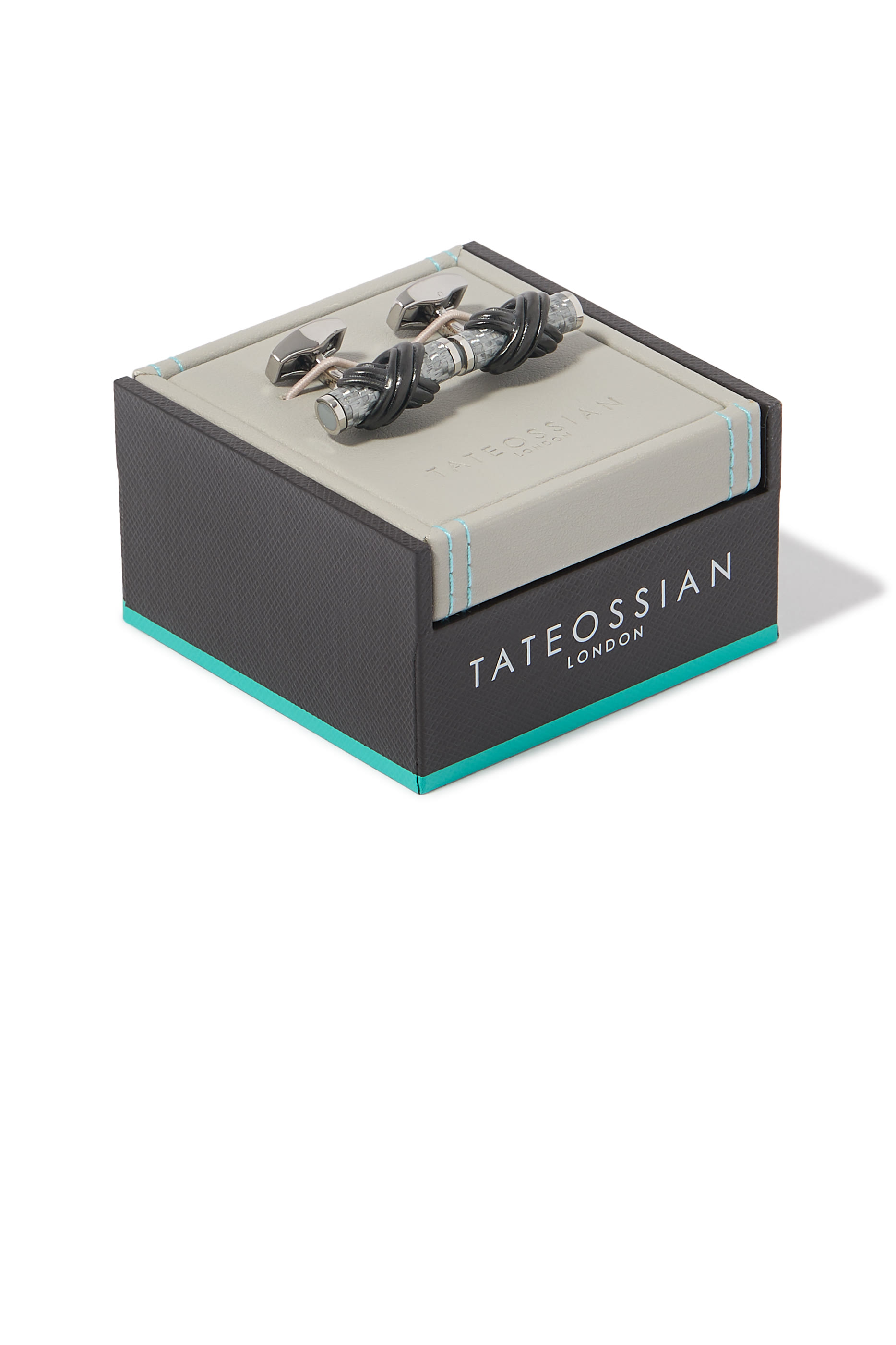 Carbon Infinity Talisman Cufflinks, Palladium Plated Base Metal & Alutex