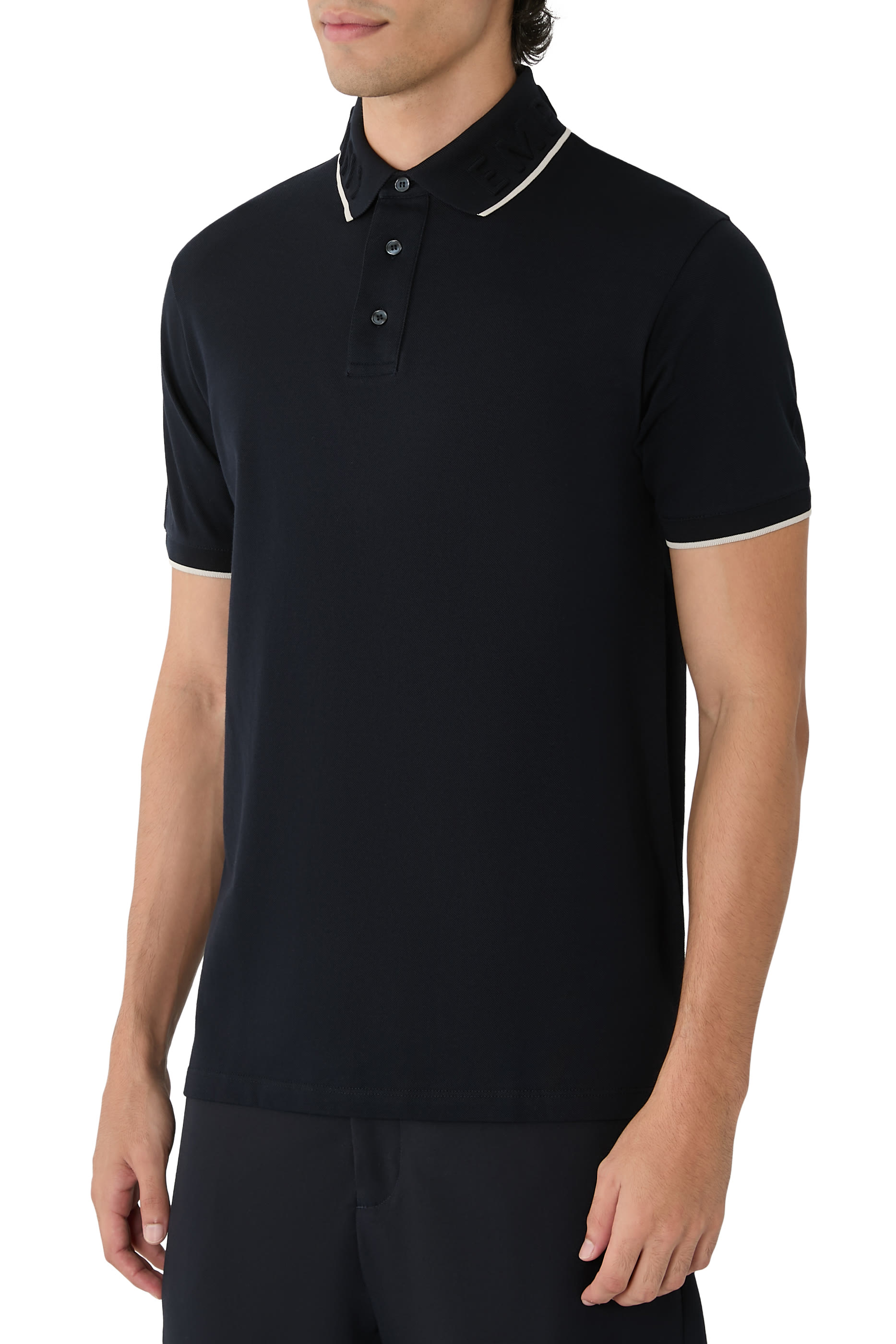 Embossed Logo Collar Piqu&eacute; Polo Shirt
