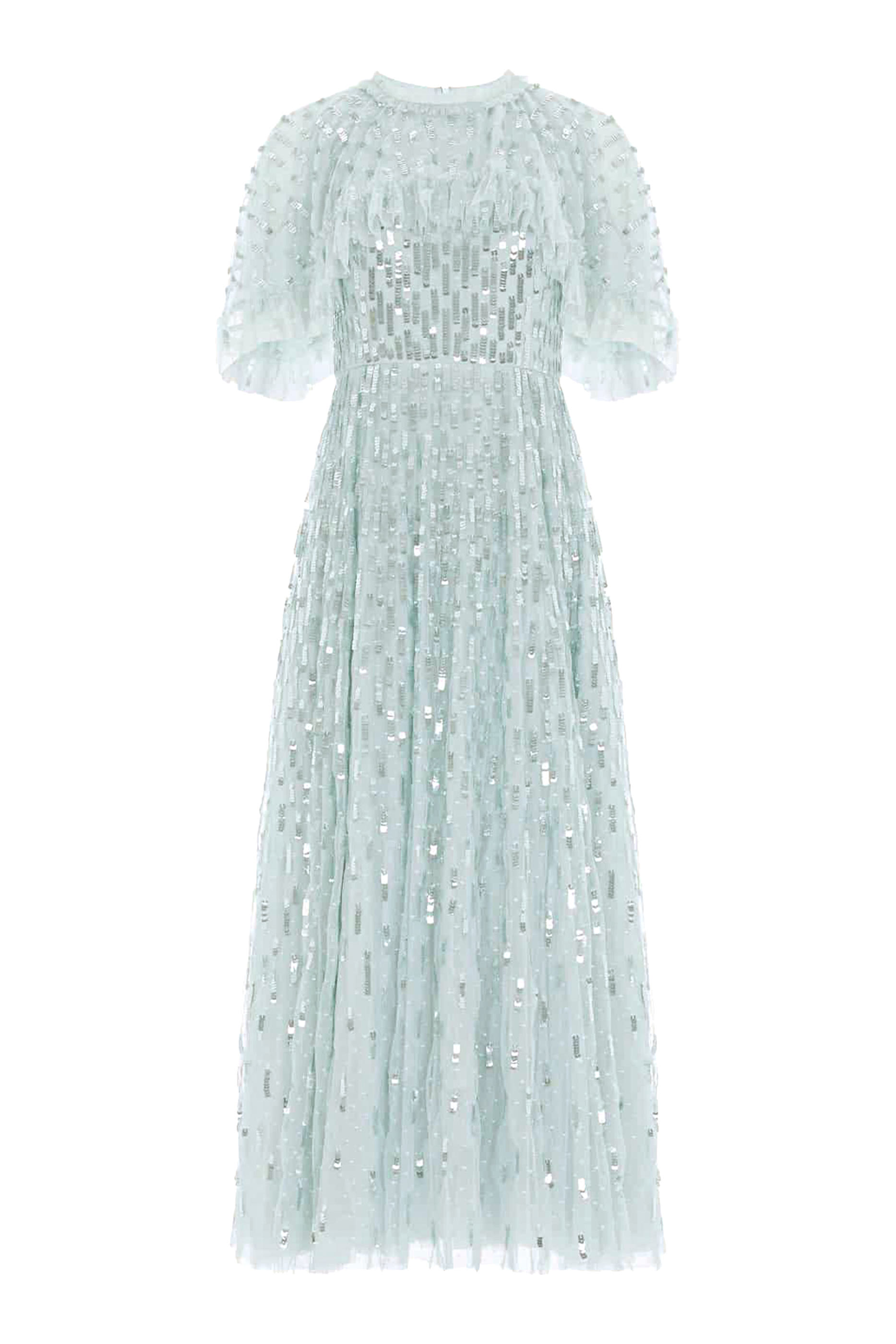 Sequin Dash Cape Ankle Gown