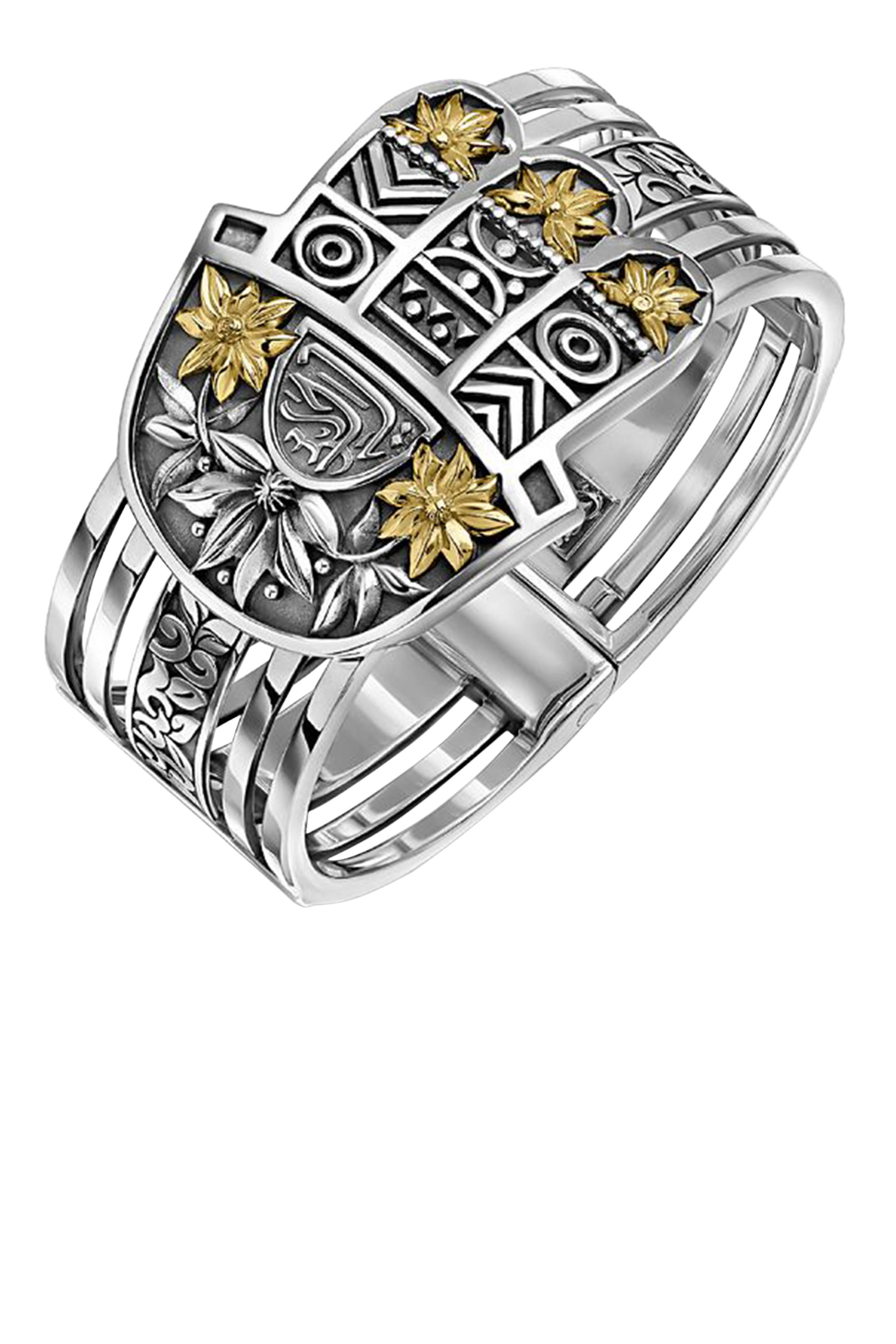 Mamluki Kaf Bangle, Sterling Silver & 18k Yellow Gold