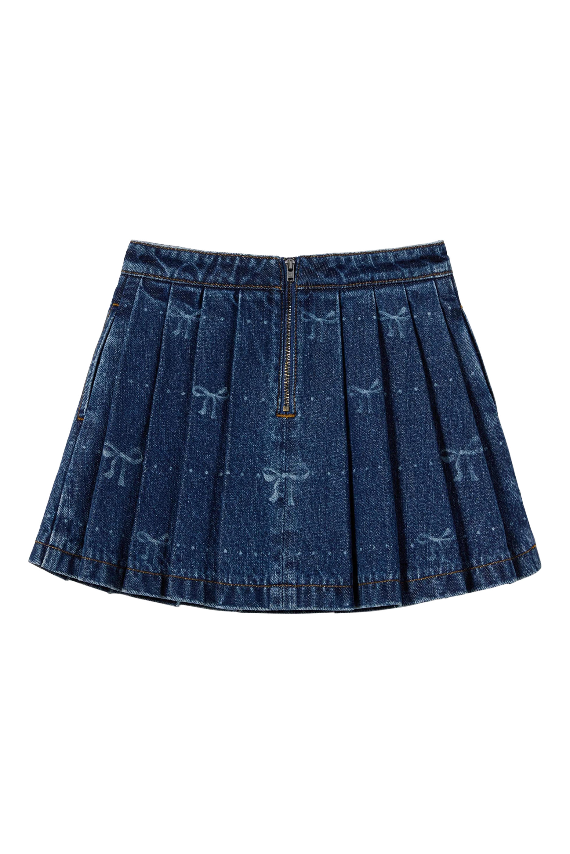 Kids Denim Bow Print Skirt