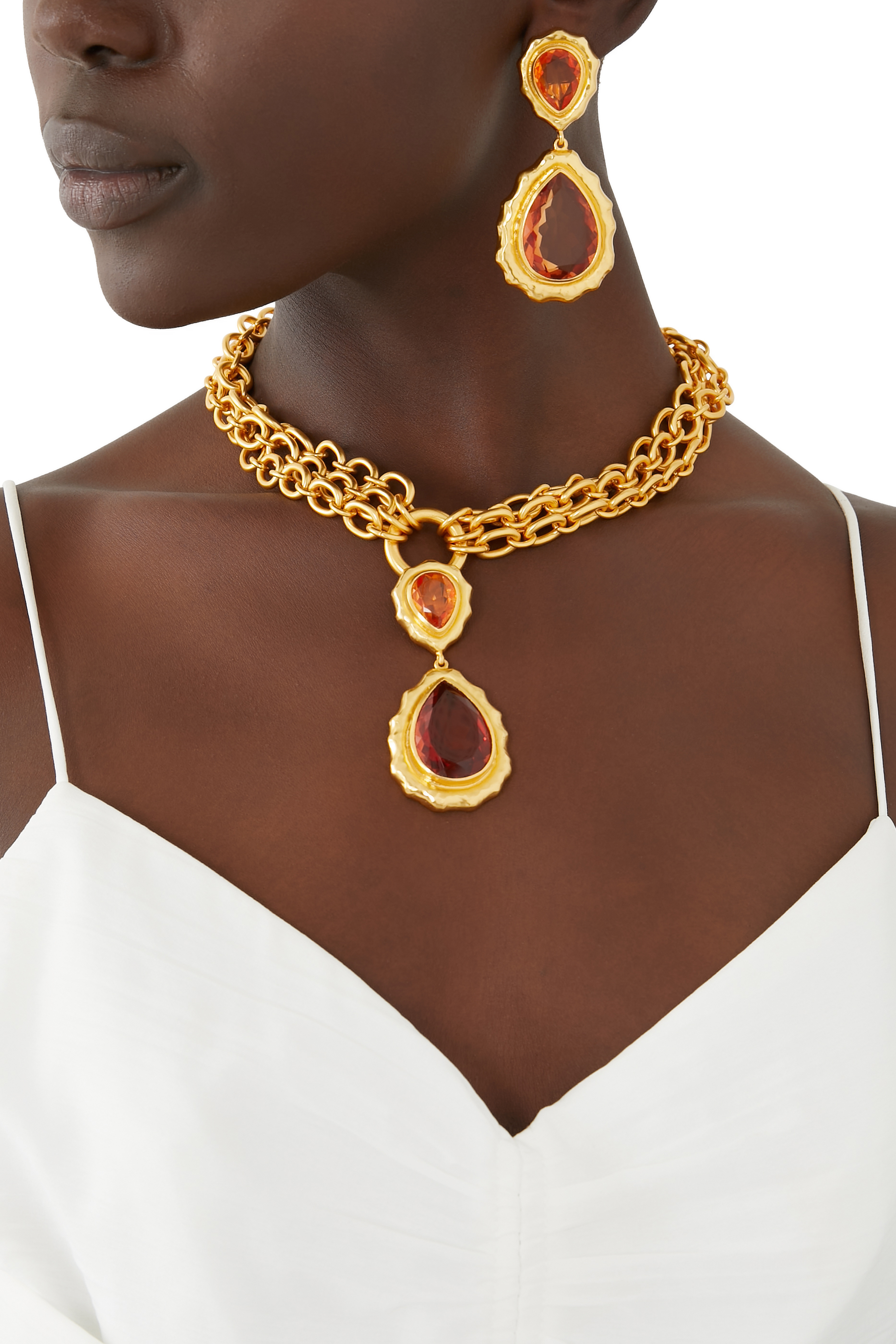 Paulina Necklace, 24k Gold-Plated Brass & Citrine Quartz