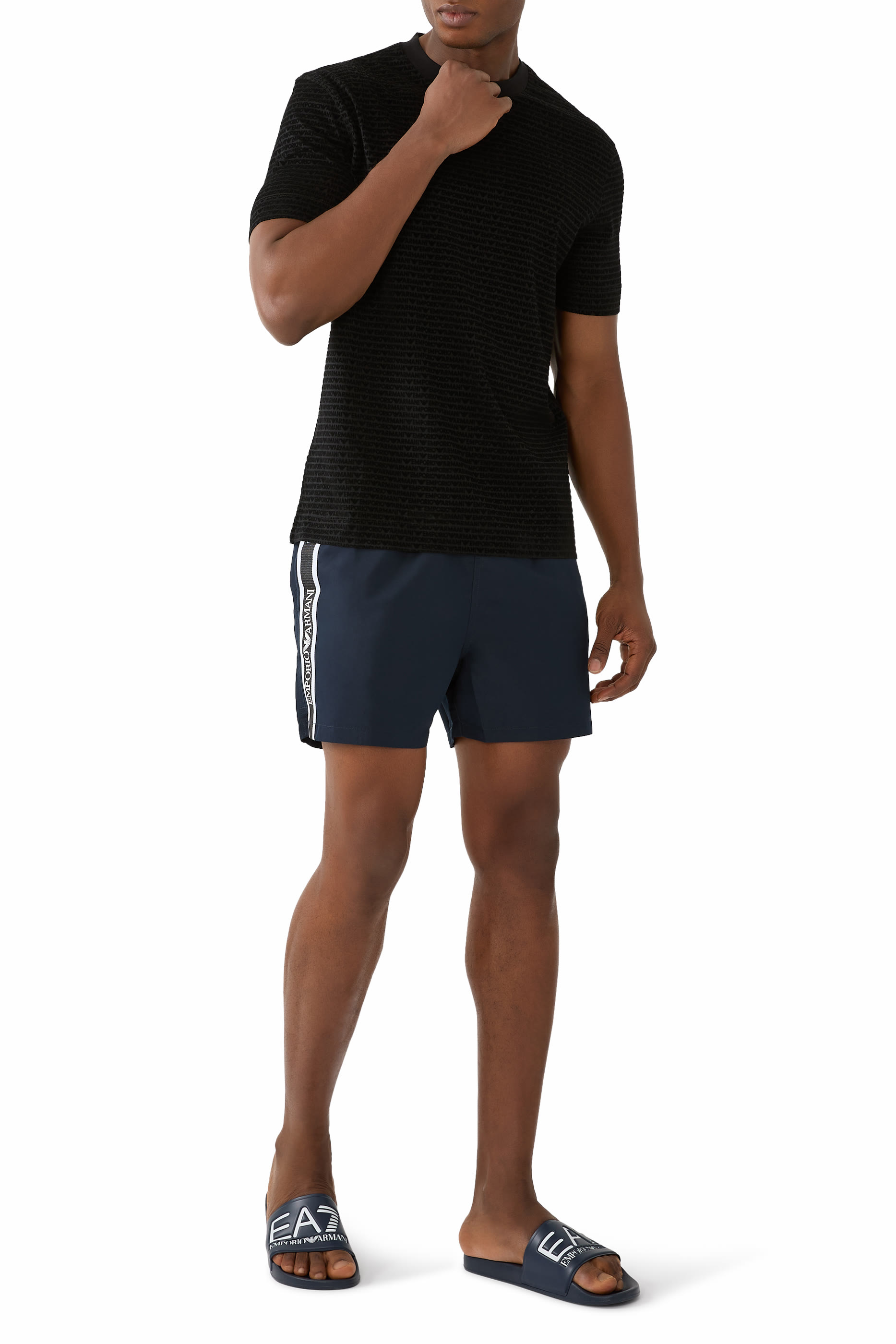 All-Over Flocked Logo Lettering T-Shirt