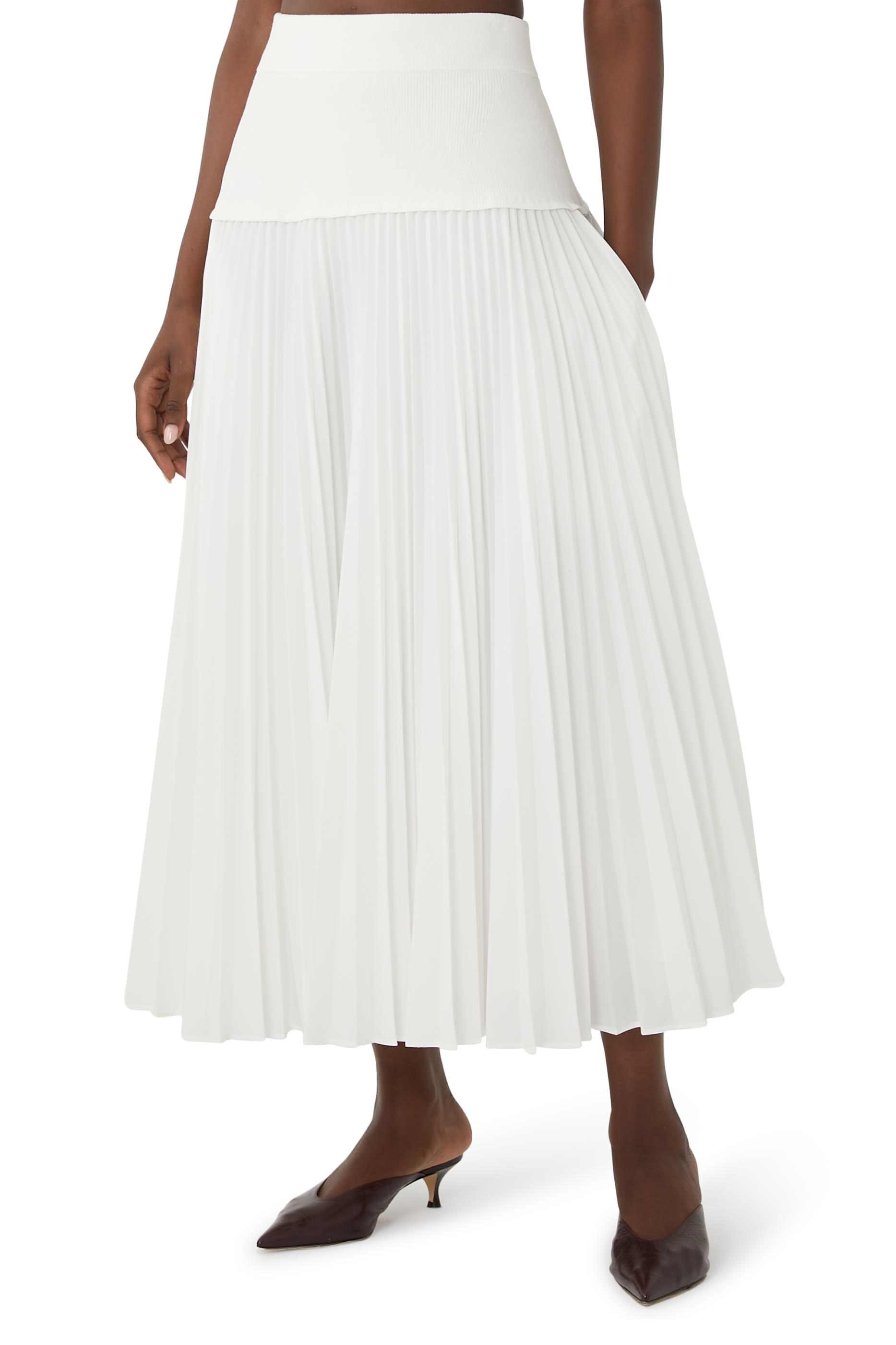 Stella Pleated Skirt with Knit Yoke
