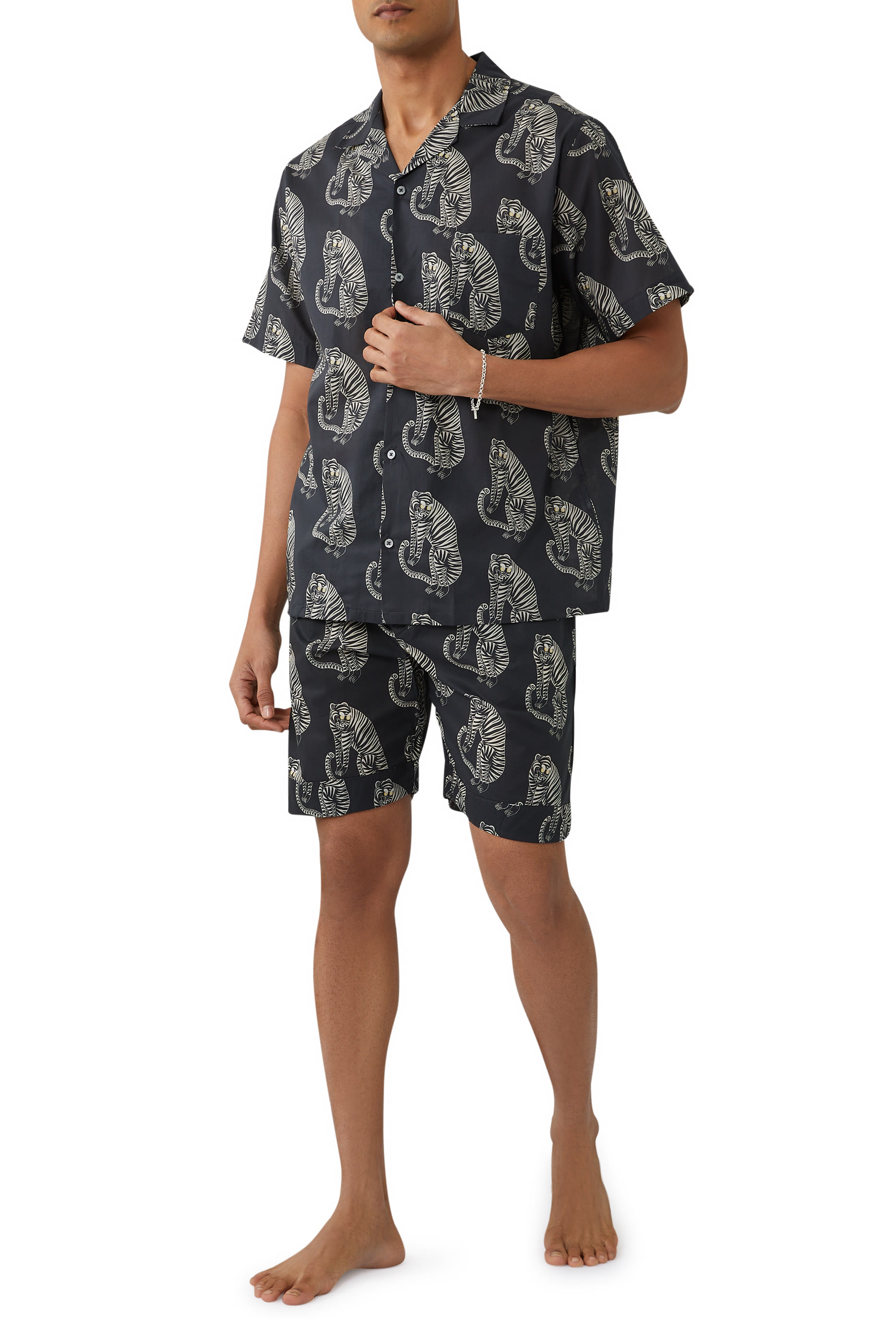 Cuban Tiger Print Pajama Shirt