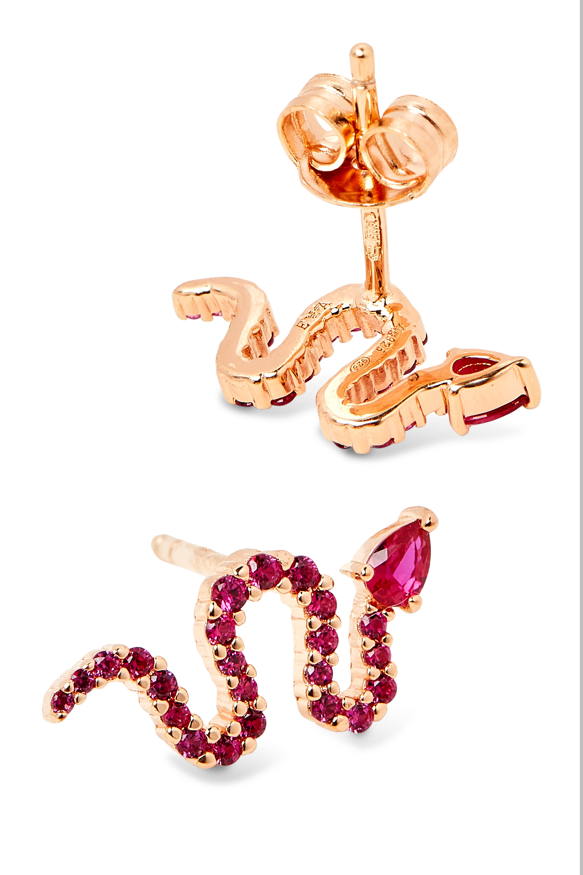 Snake Stud Earrings, 14k Rose Gold-Plated Sterling Silver