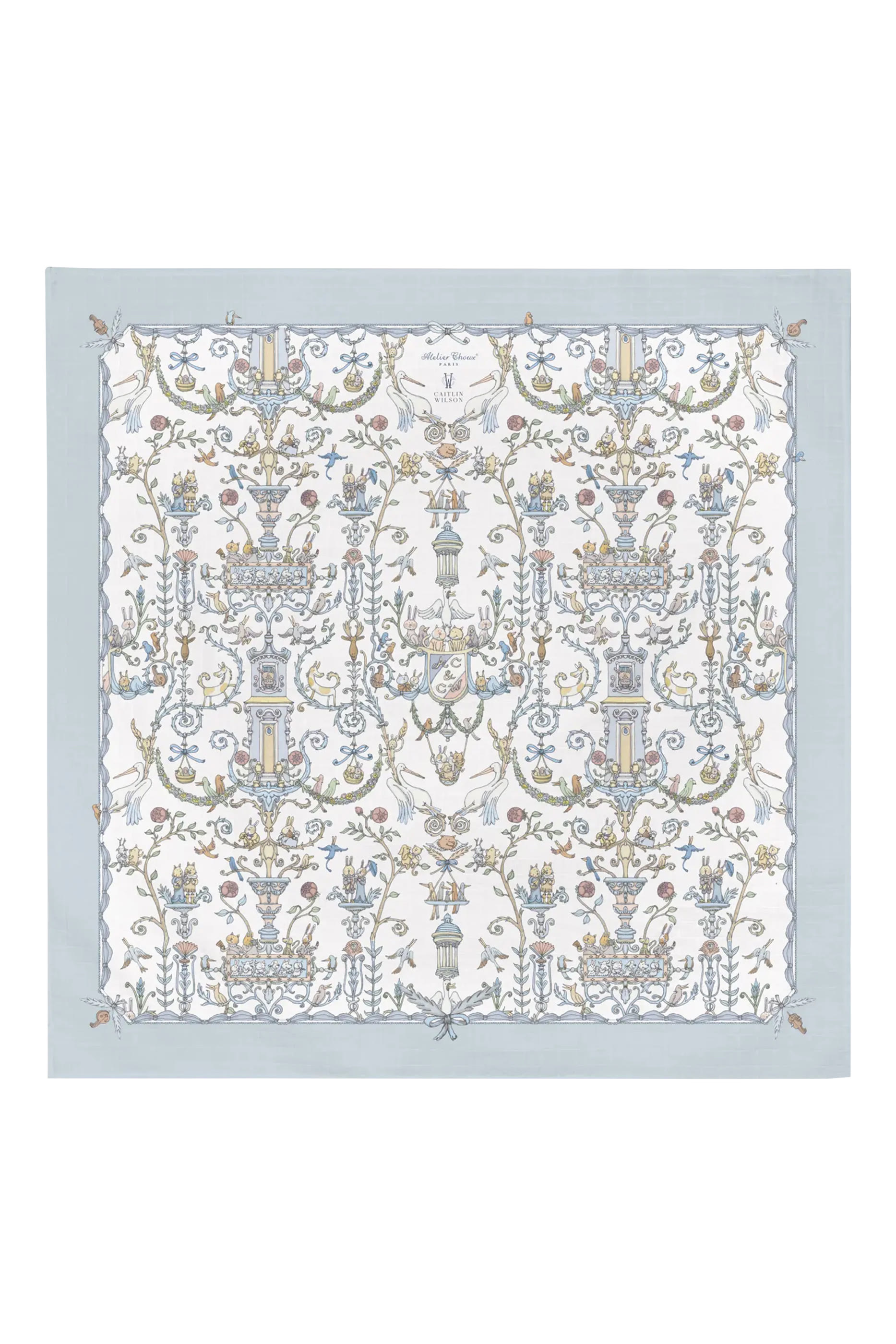 Kids Toile de Jouy Carr&eacute; & Satin Bib Set