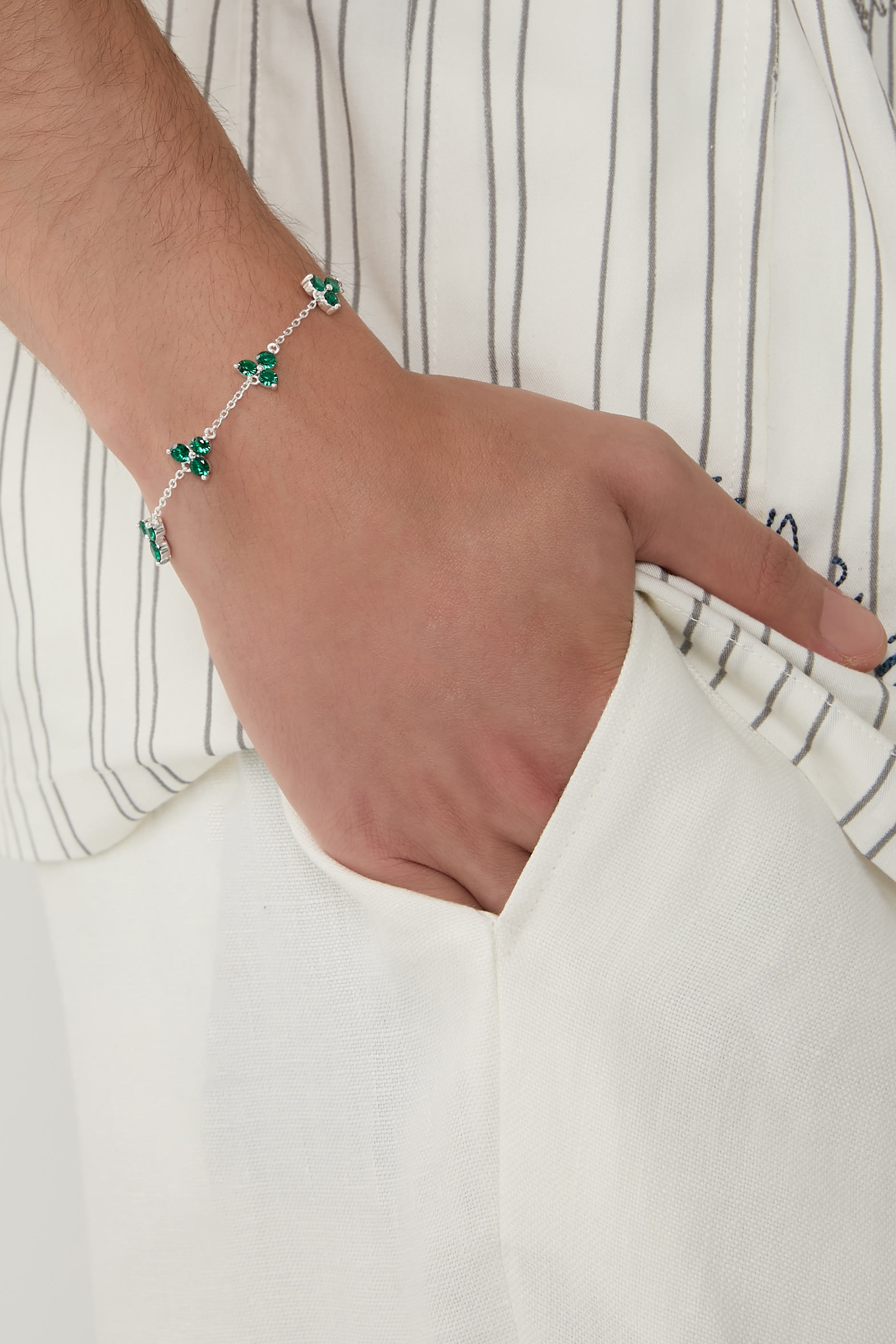  Como Bracelet, Sterling Silver & Emerald Cubic Zirconia