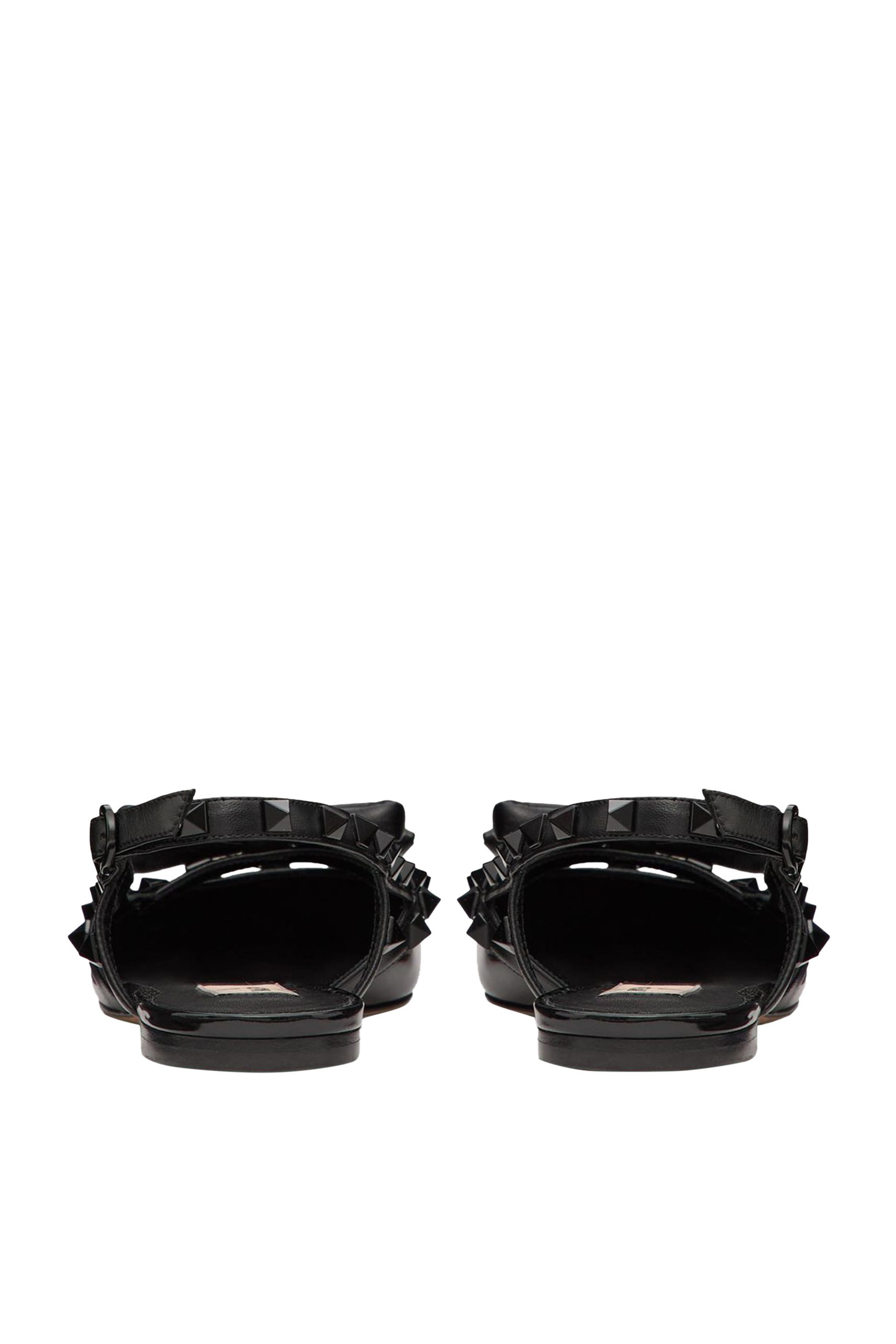 Rockstud Bow Slingback Ballerinas in Patent Leather with Tone-On-Tone Studs