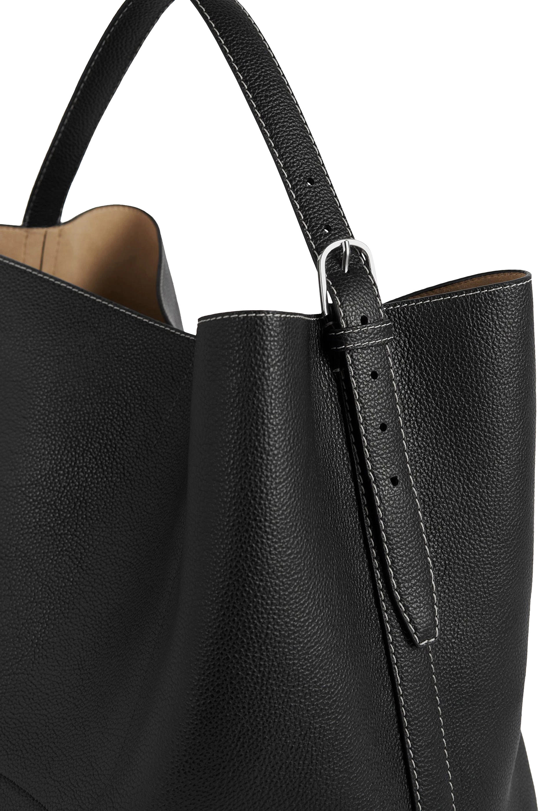 Belted Leather Tote Bag