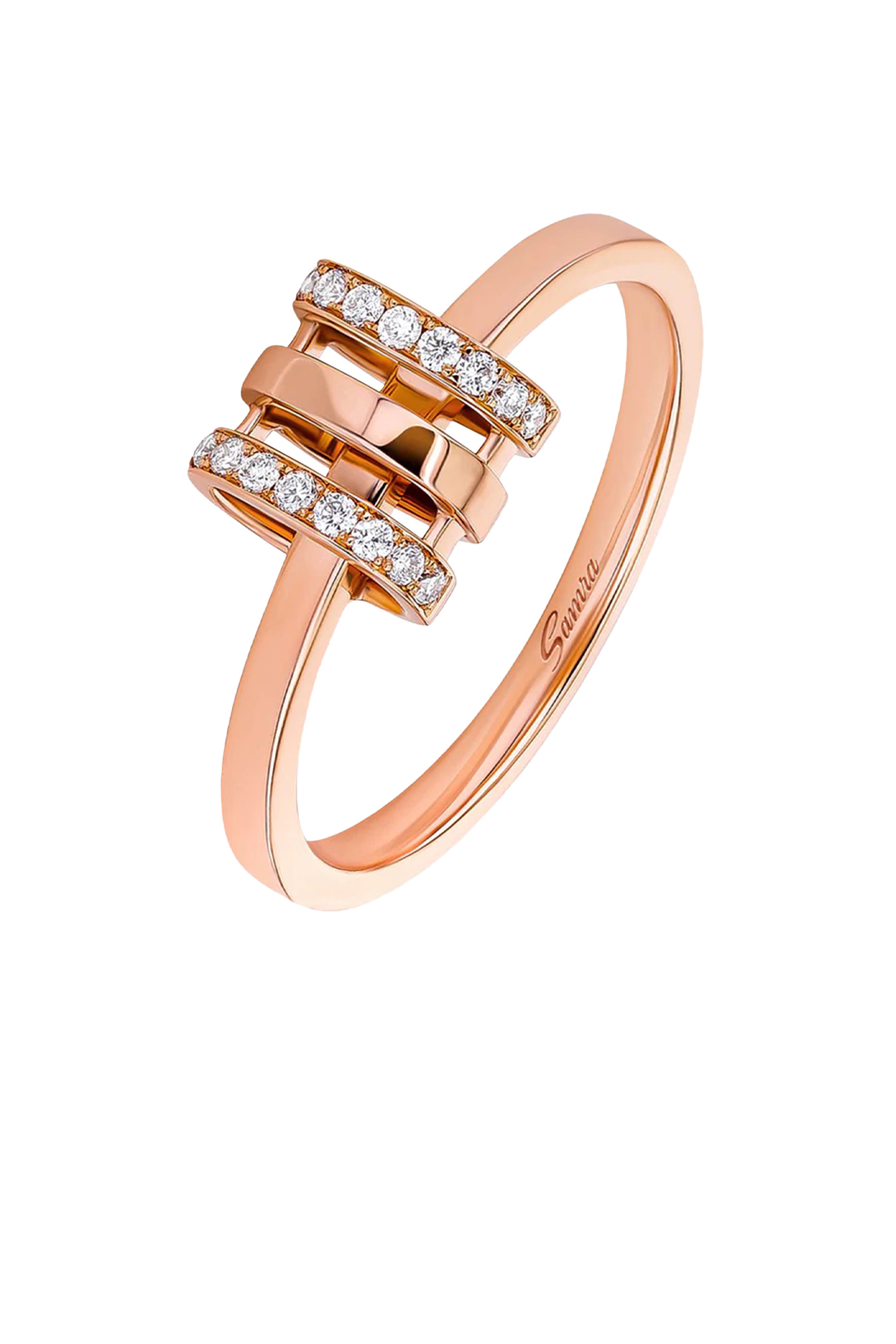 Wid Triple Ring, 18k Rose Gold & Diamonds