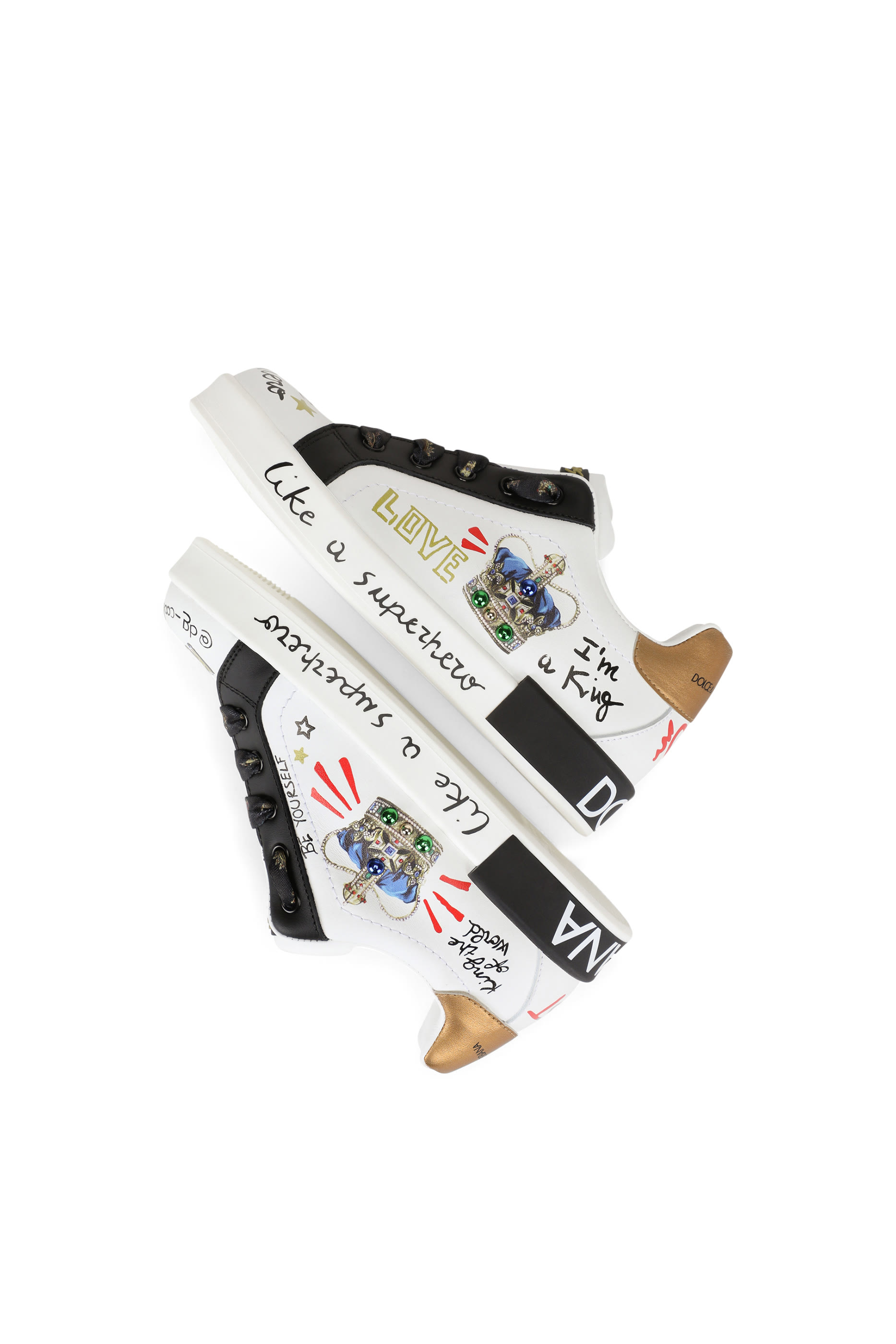 Kids DG King Calfskin Portofino Sneakers