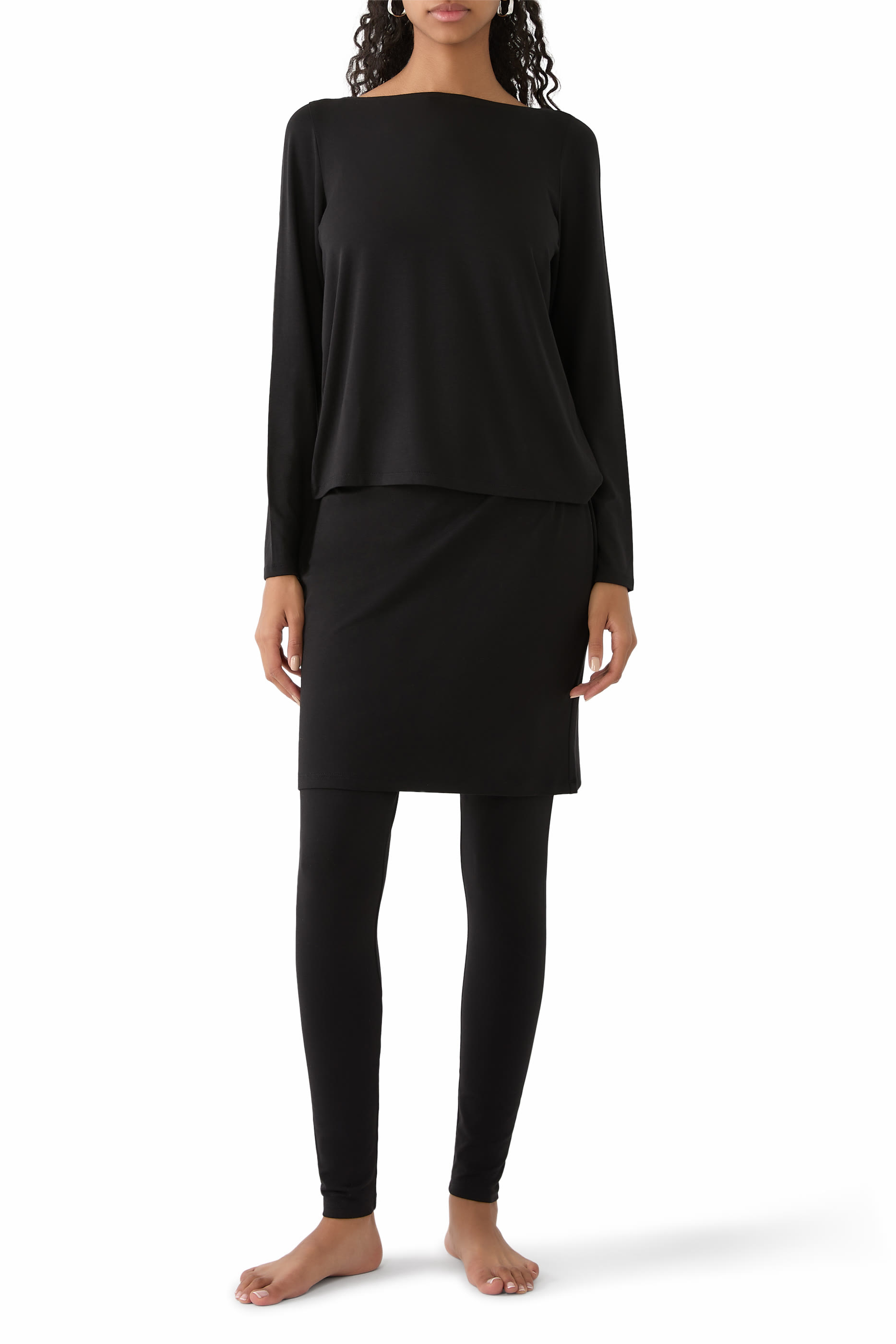 Fine Stretch Jersey Knit Bateau Neck Top