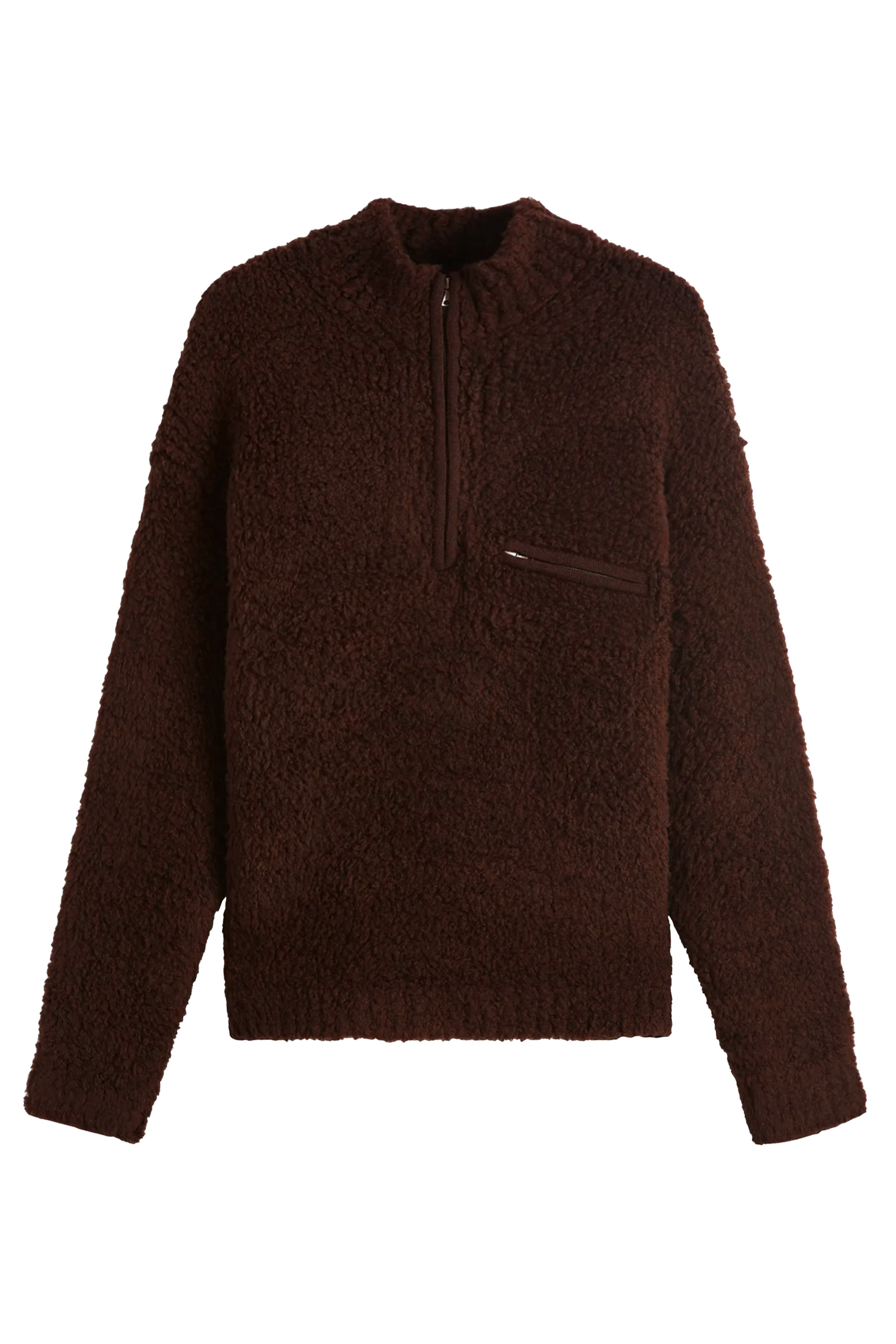 Merino Wool Boa Knit Half Zip Sweater