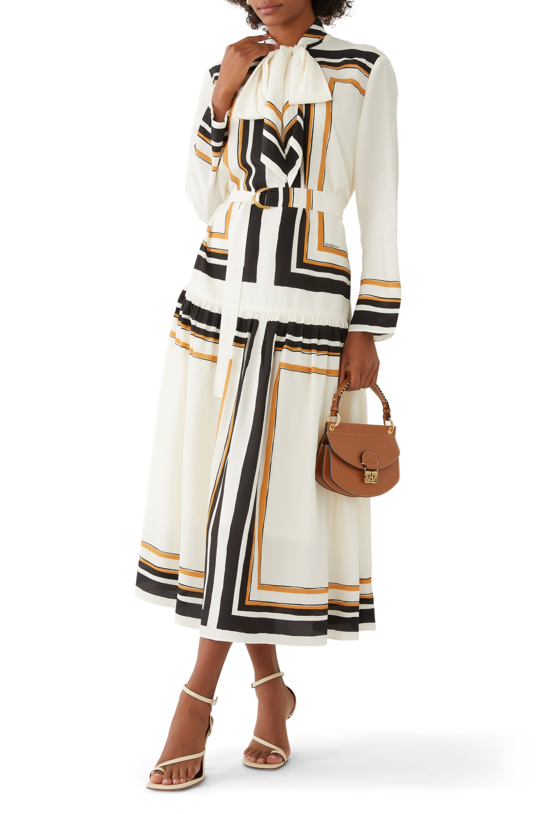 Tie Neck Midi Dress
