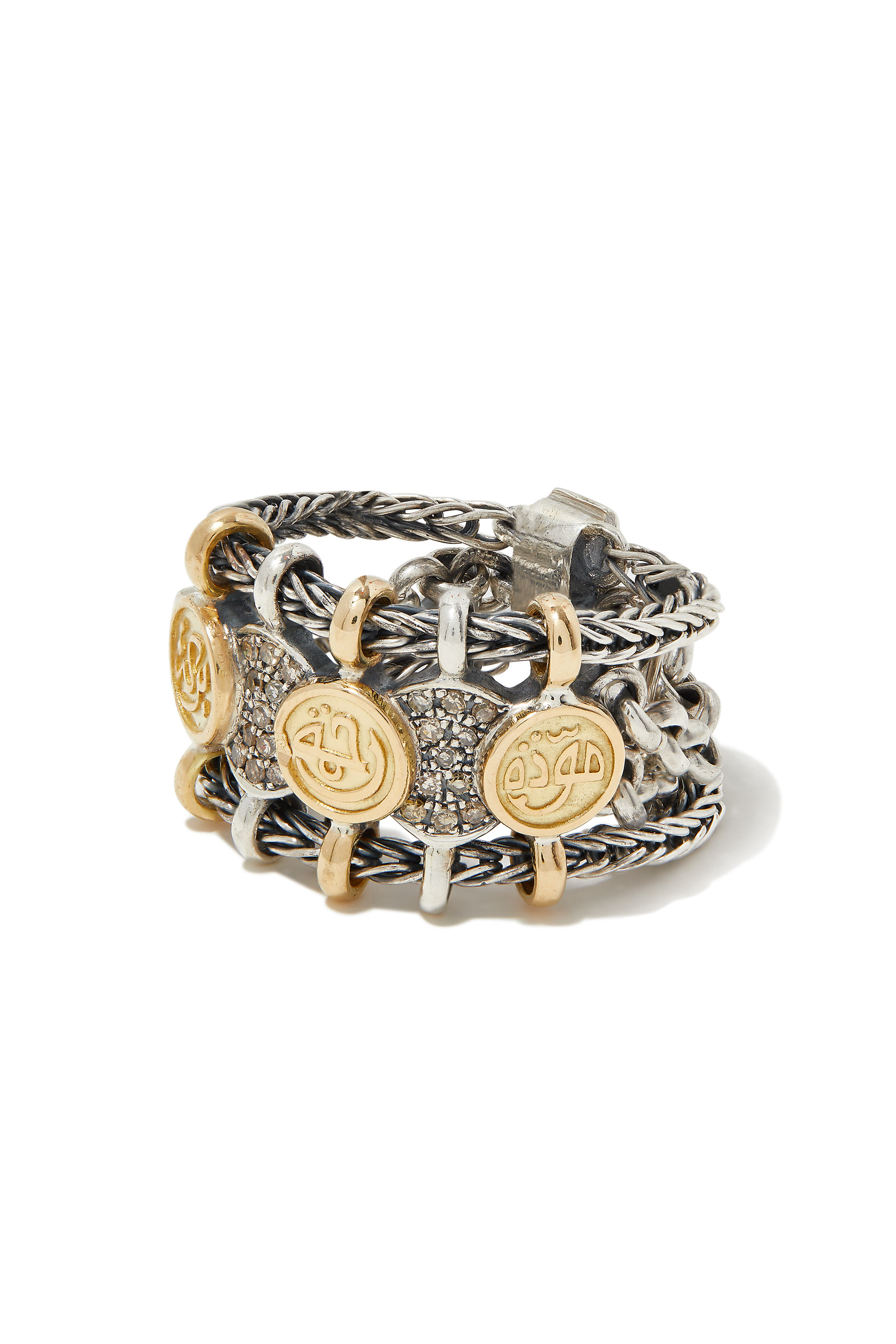 Blessings Chain Ring, 18k Gold & Sterling Silver